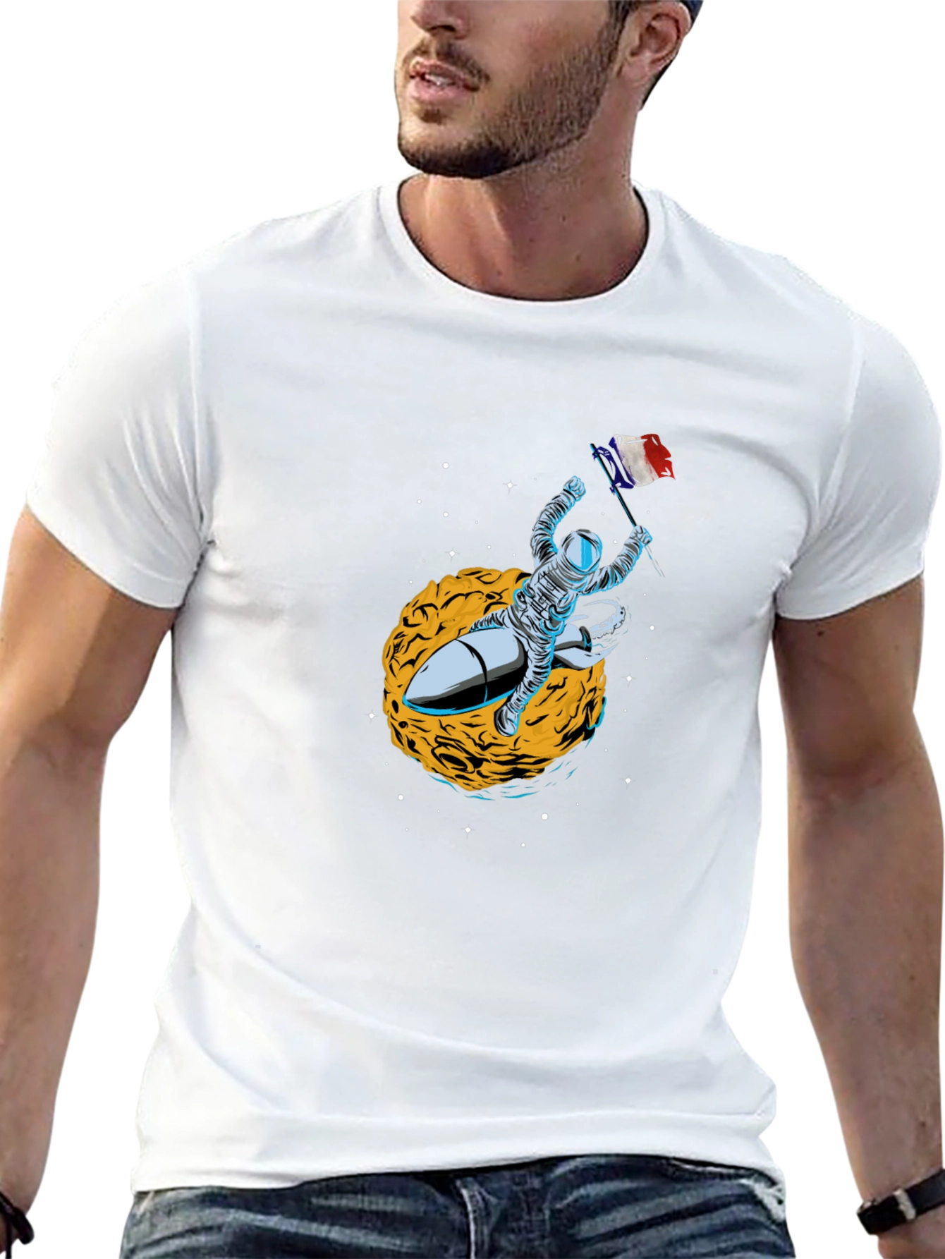 Astronaut Rocket Black T-Shirt