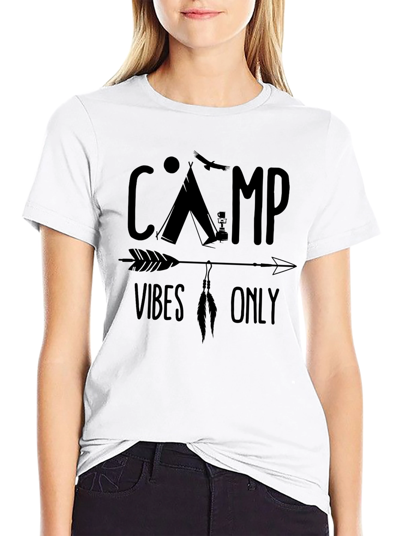 Camp Vibes Only Black T-Shirt