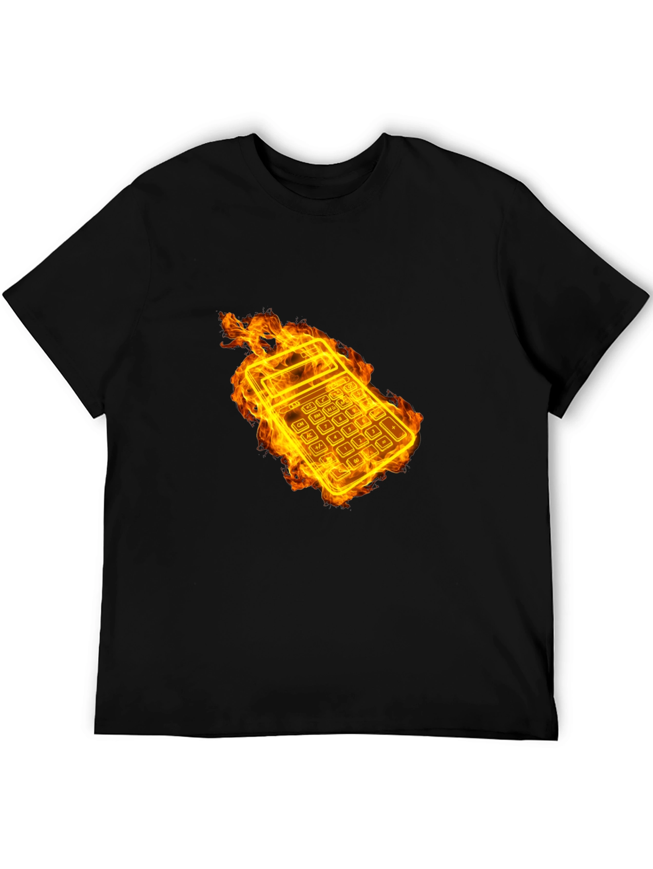 Flaming Calculator Black T-Shirt