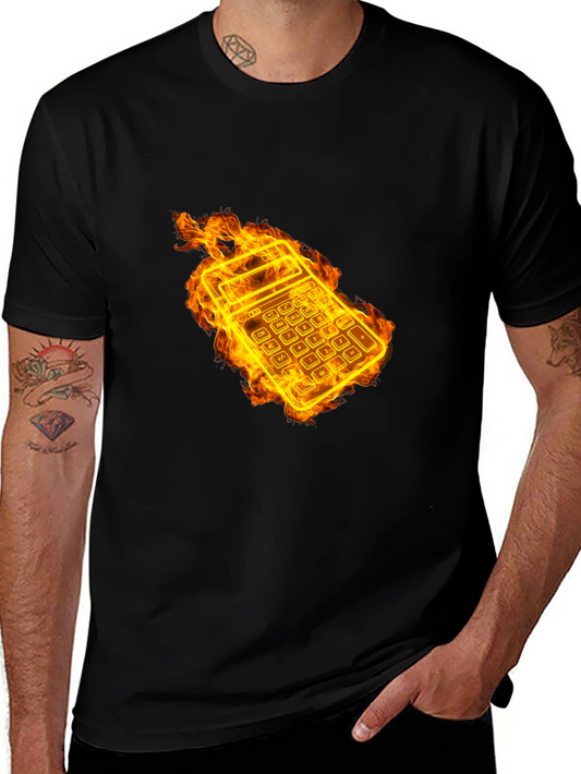 Flaming Calculator Black T-Shirt