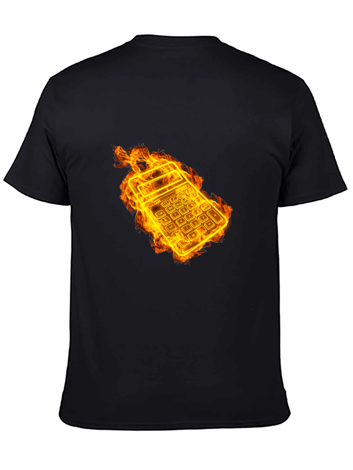 Flaming Calculator Black T-Shirt