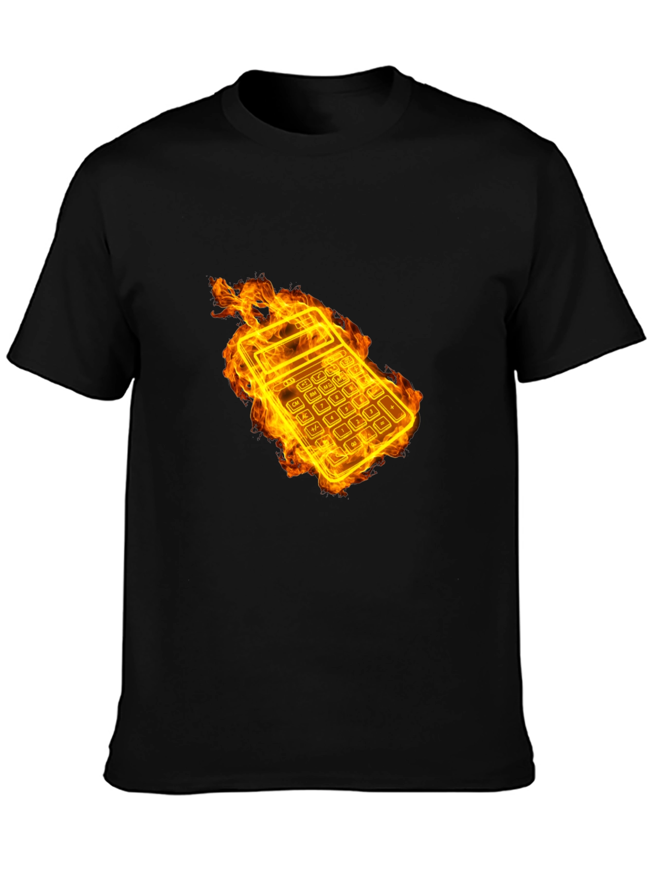Flaming Calculator Black T-Shirt