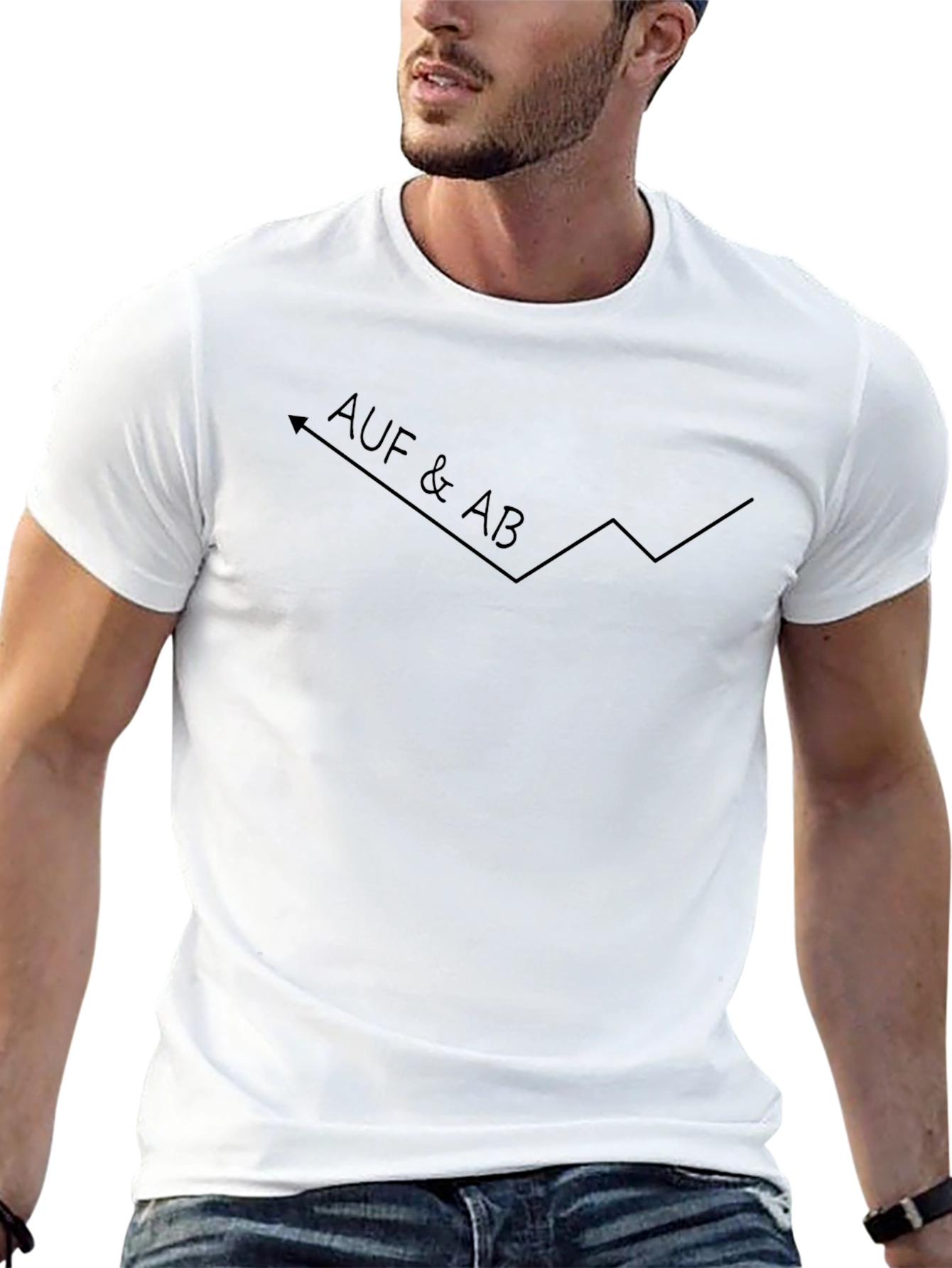 Auf & Ab Graphic Tee - Black Cotton T-Shirt