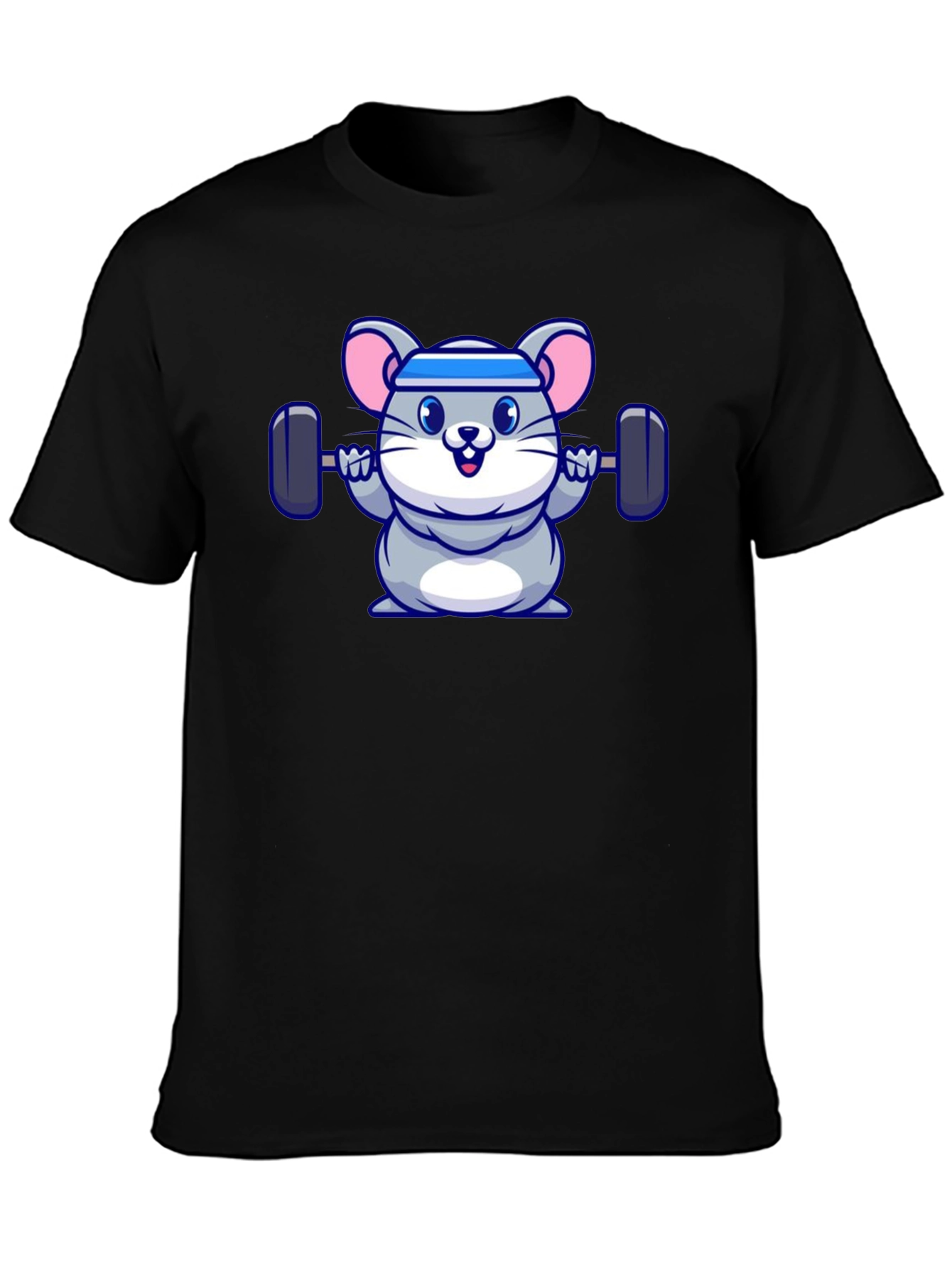 Workout Mouse Graphic Tee - Black Cotton