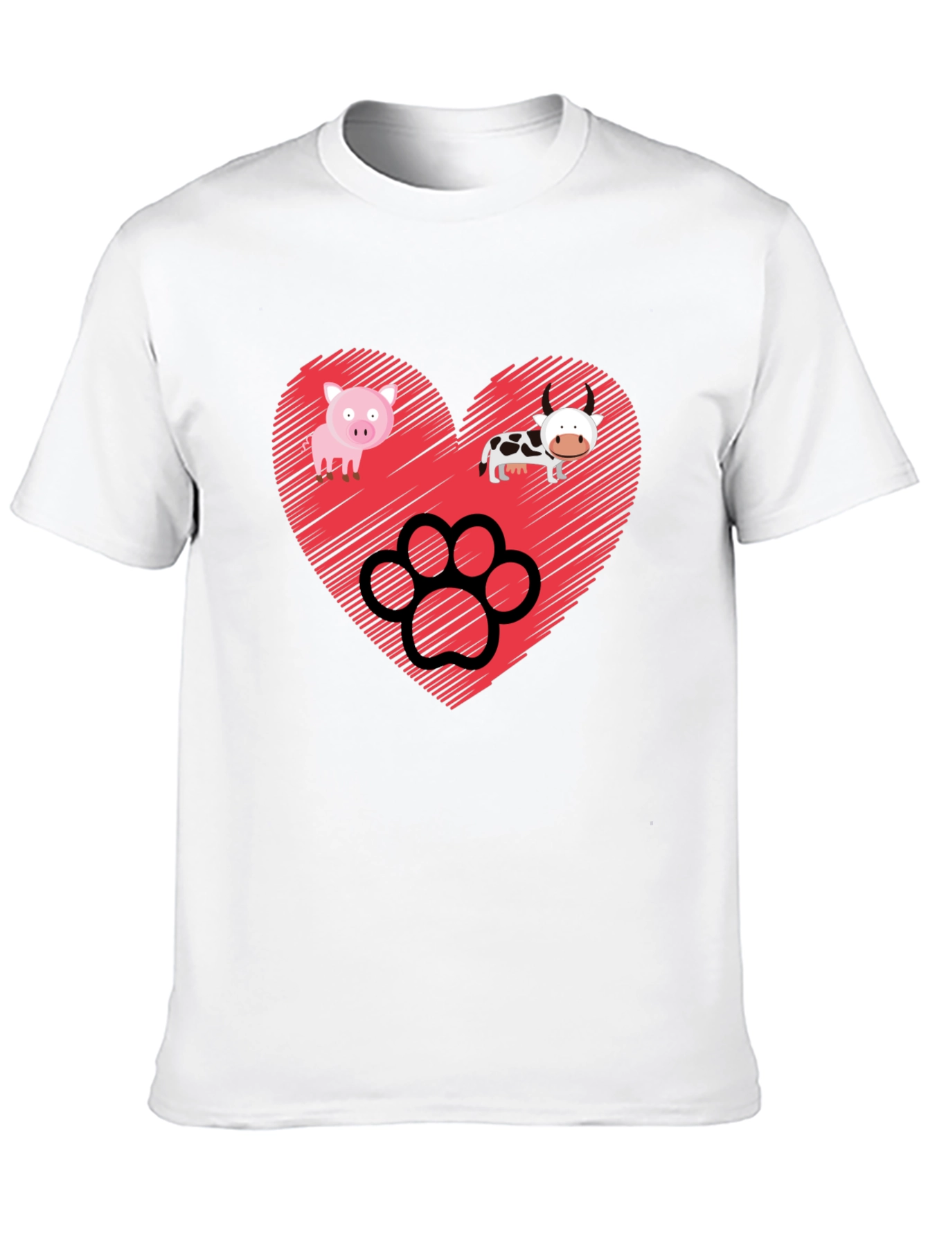 Heart Animal Paw Print Graphic Tee