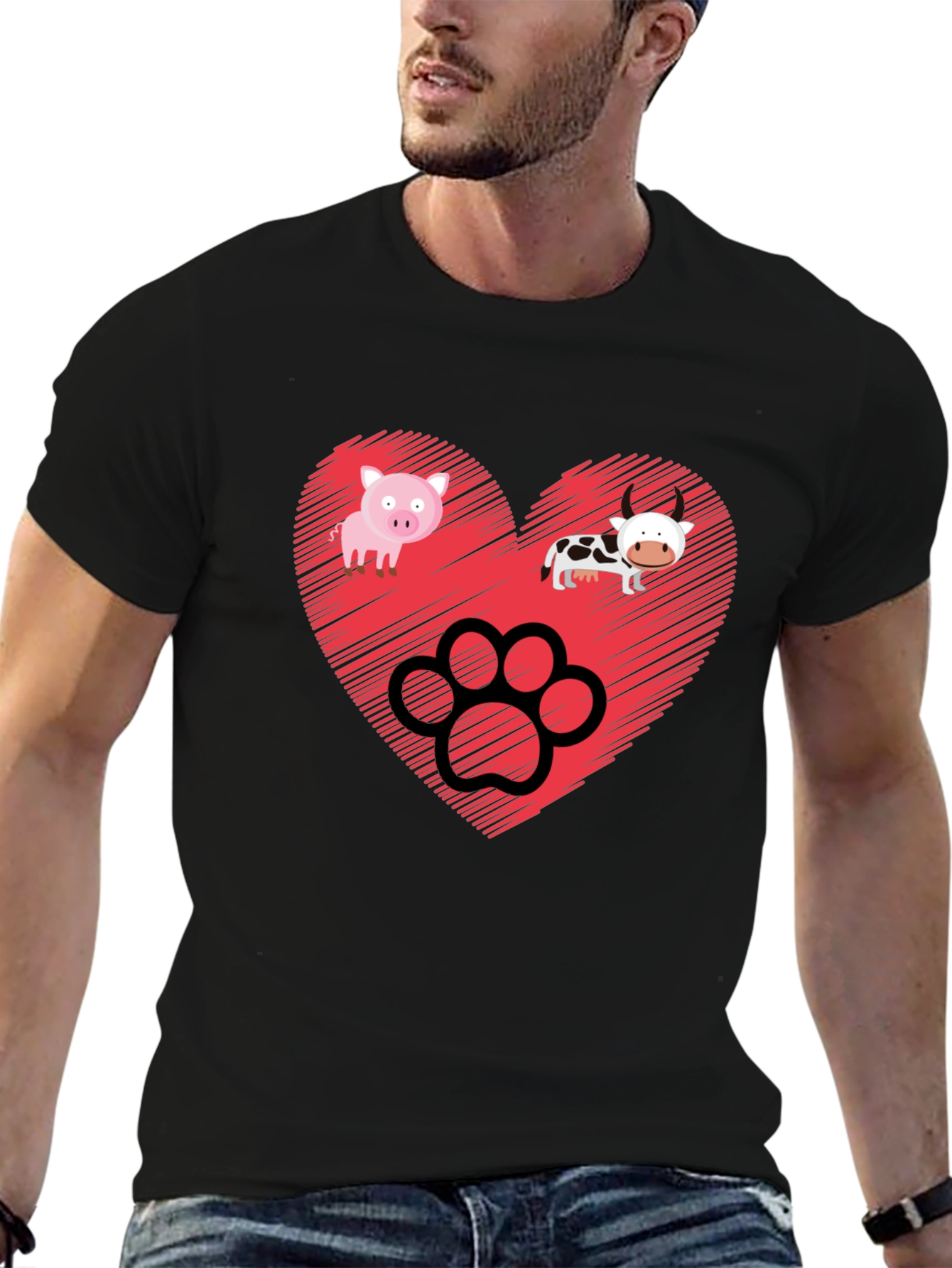 Heart Animal Paw Print Graphic Tee
