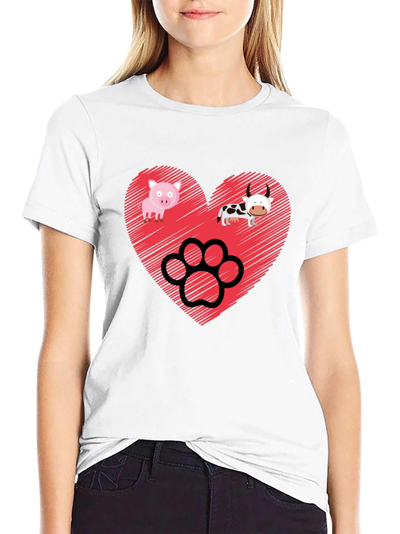 Heart Animal Paw Print Graphic Tee