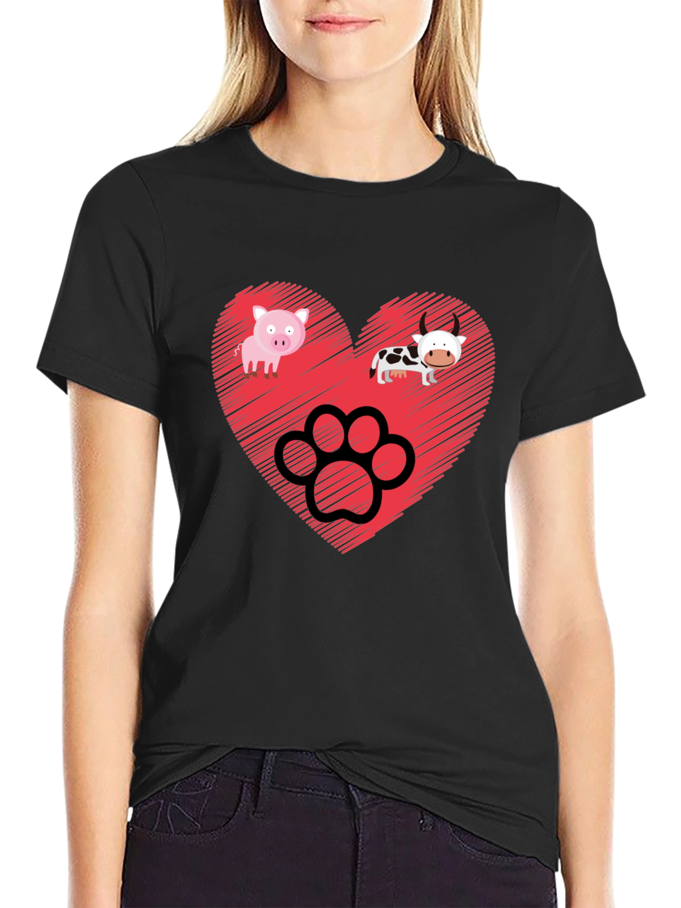 Heart Animal Paw Print Graphic Tee