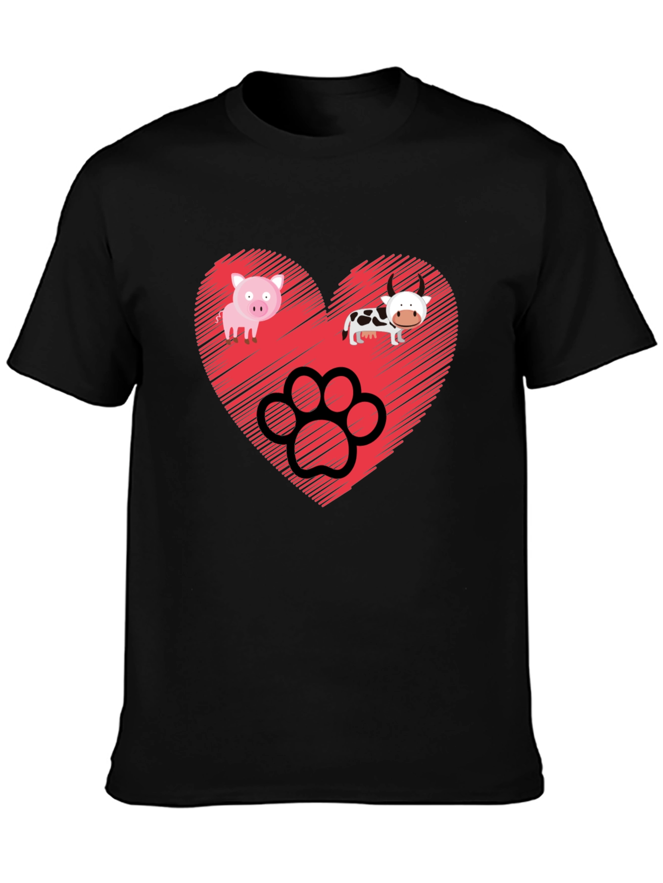 Heart Animal Paw Print Graphic Tee
