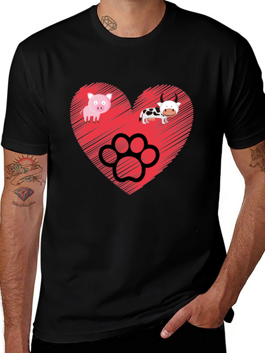 Heart Animal Paw Print Graphic Tee