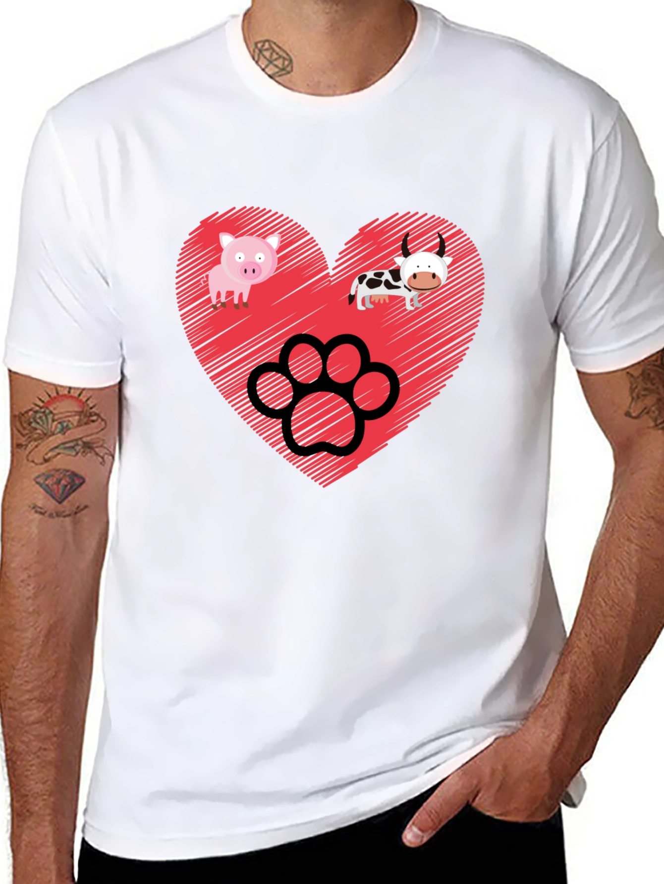 Heart Animal Paw Print Graphic Tee