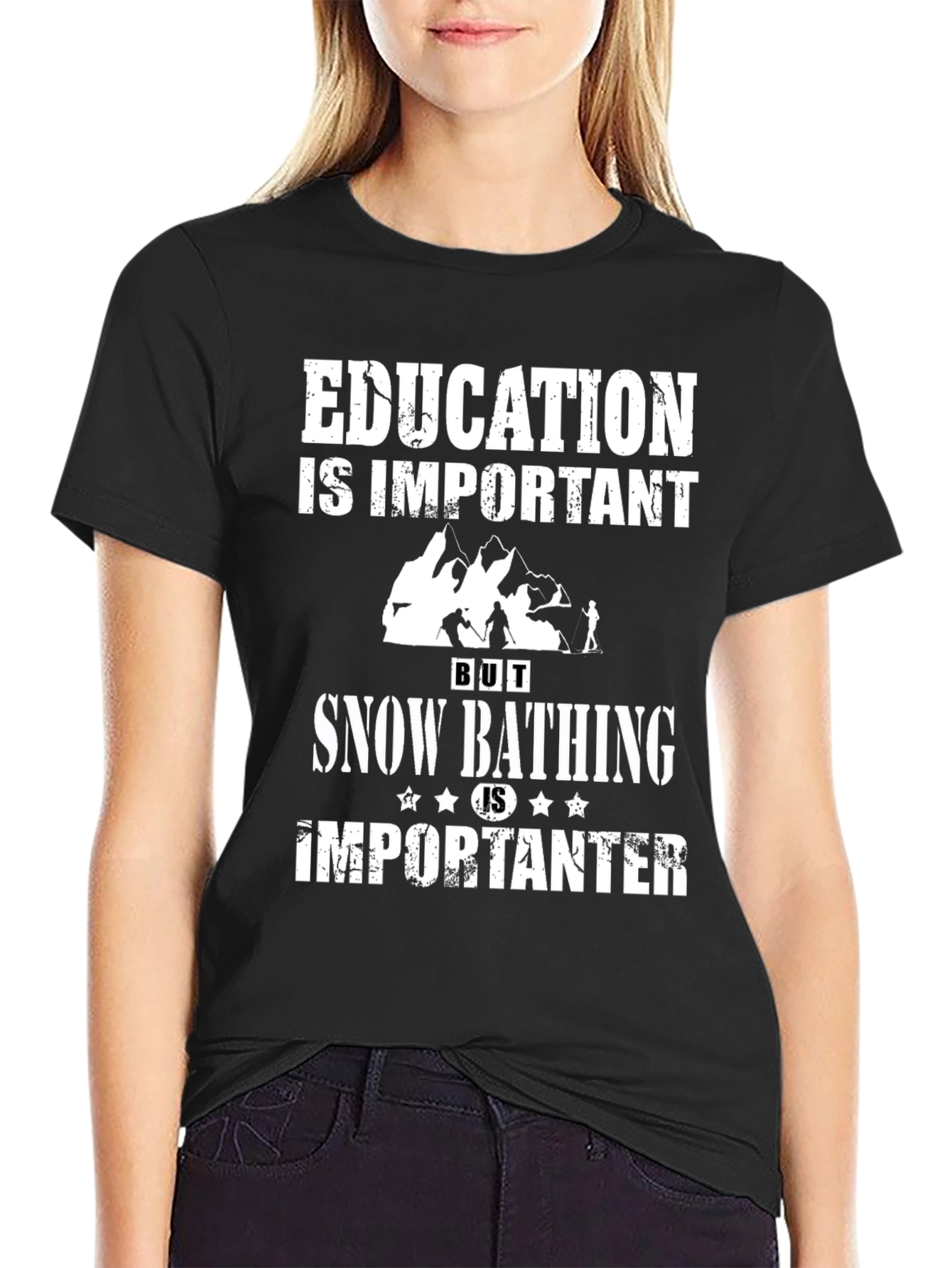 Education vs. Snow Bathing Tee