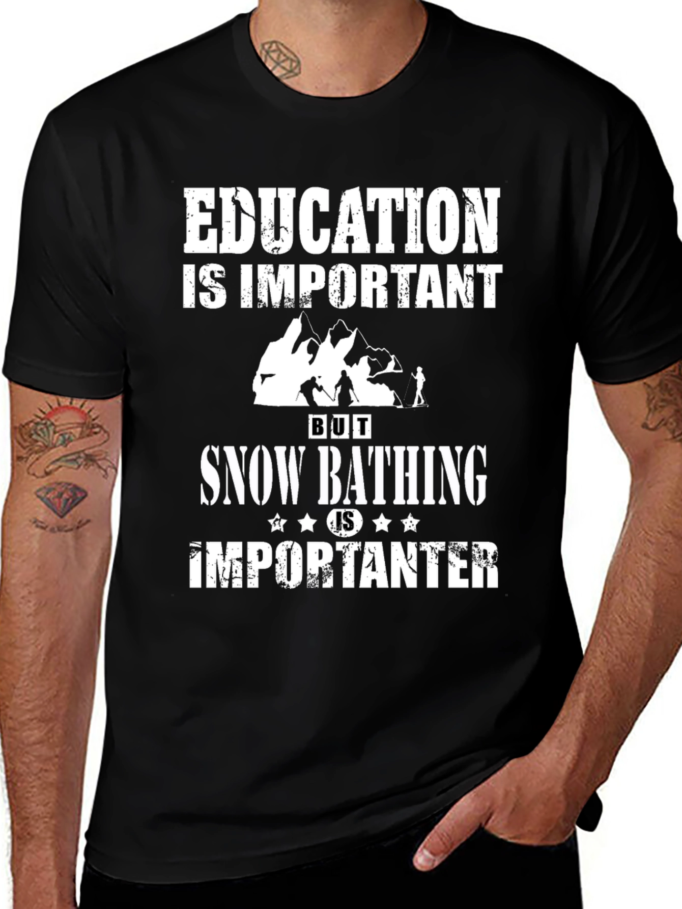 Education vs. Snow Bathing Tee