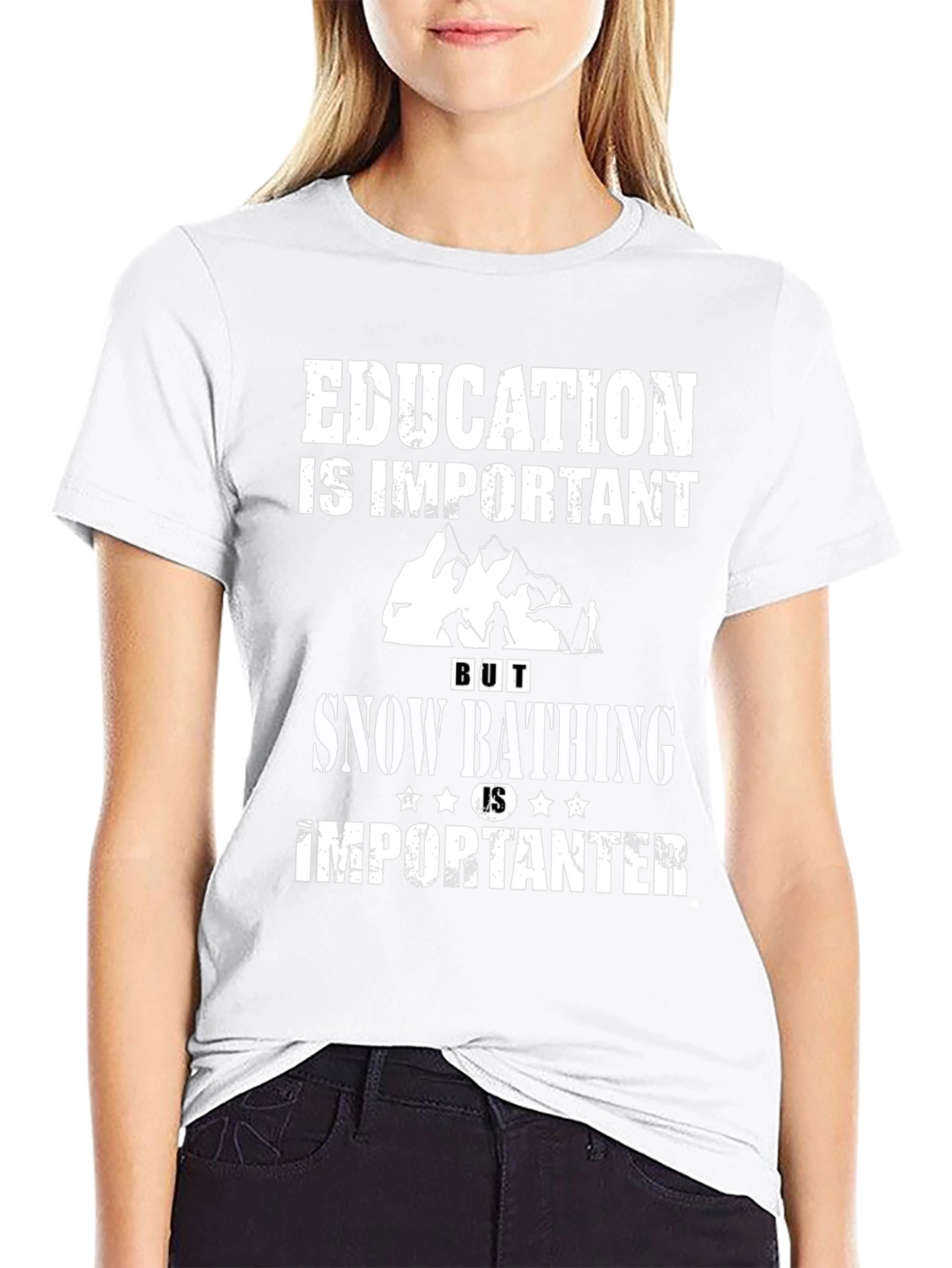 Education vs. Snow Bathing Tee