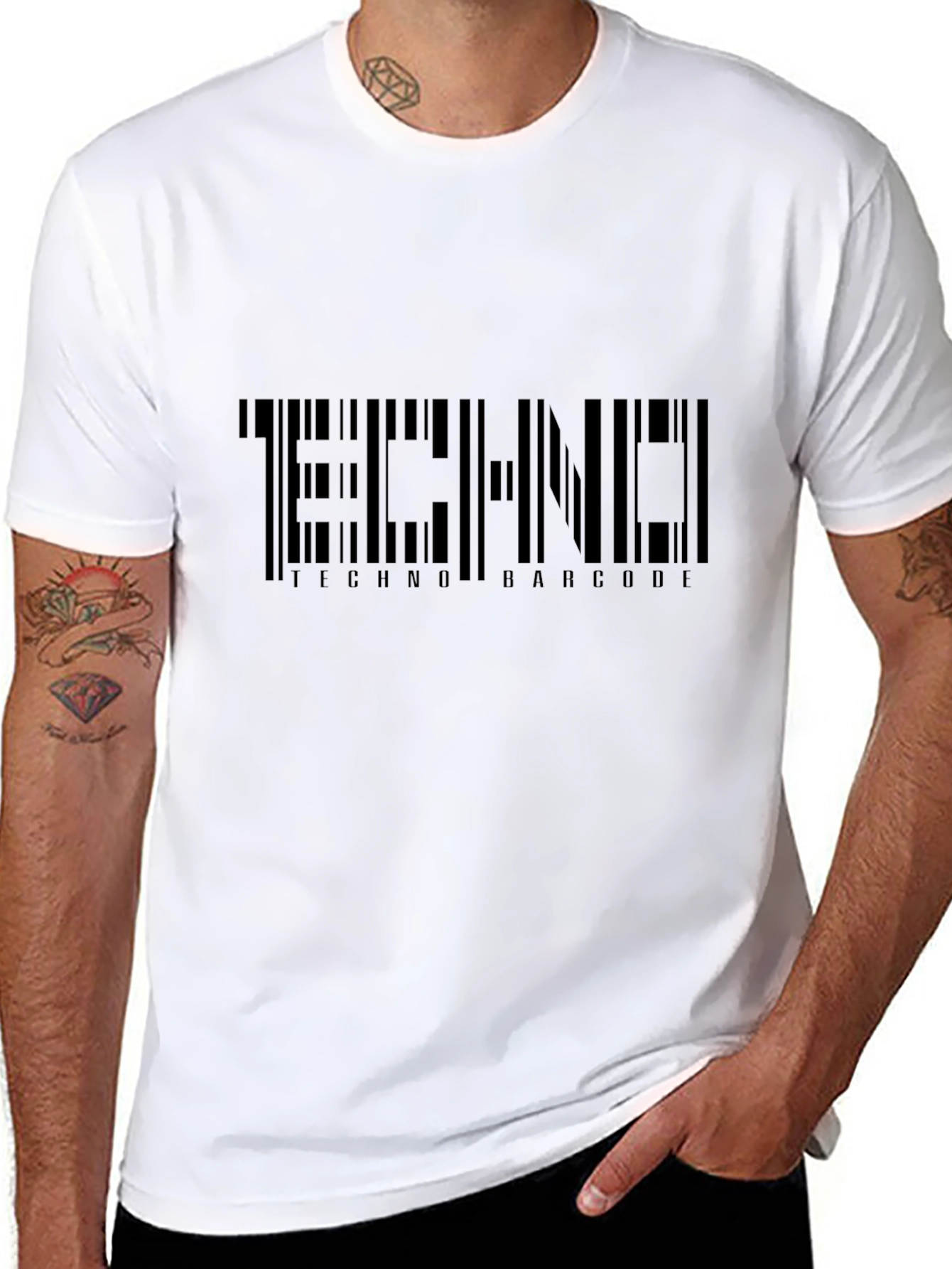 Techno Barcode Black T-Shirt