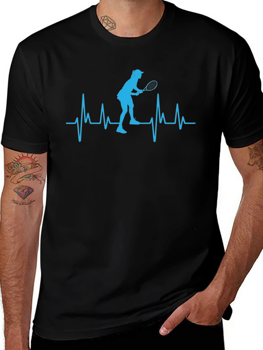 Tennis Heartbeat T-Shirt - Black