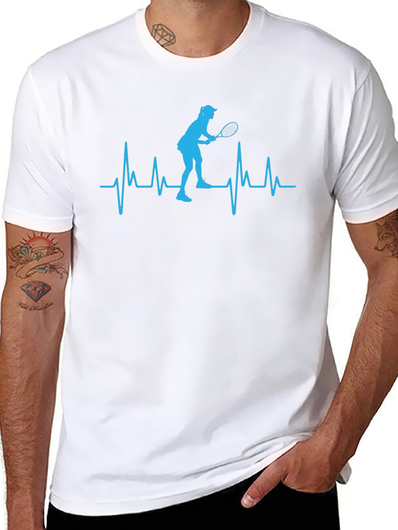 Tennis Heartbeat T-Shirt - Black