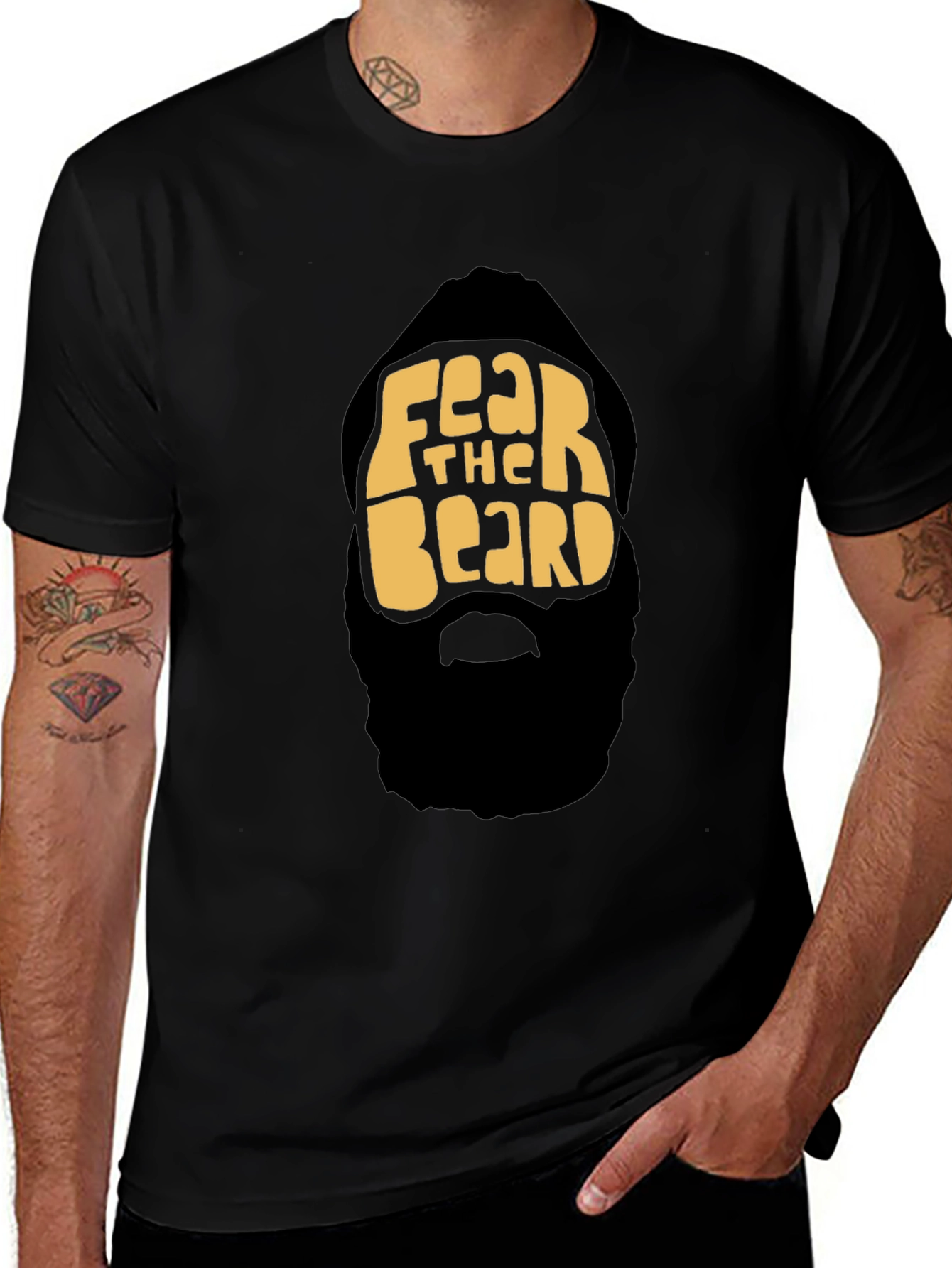 Fear The Beard Graphic Tee - Mens Black T-Shirt