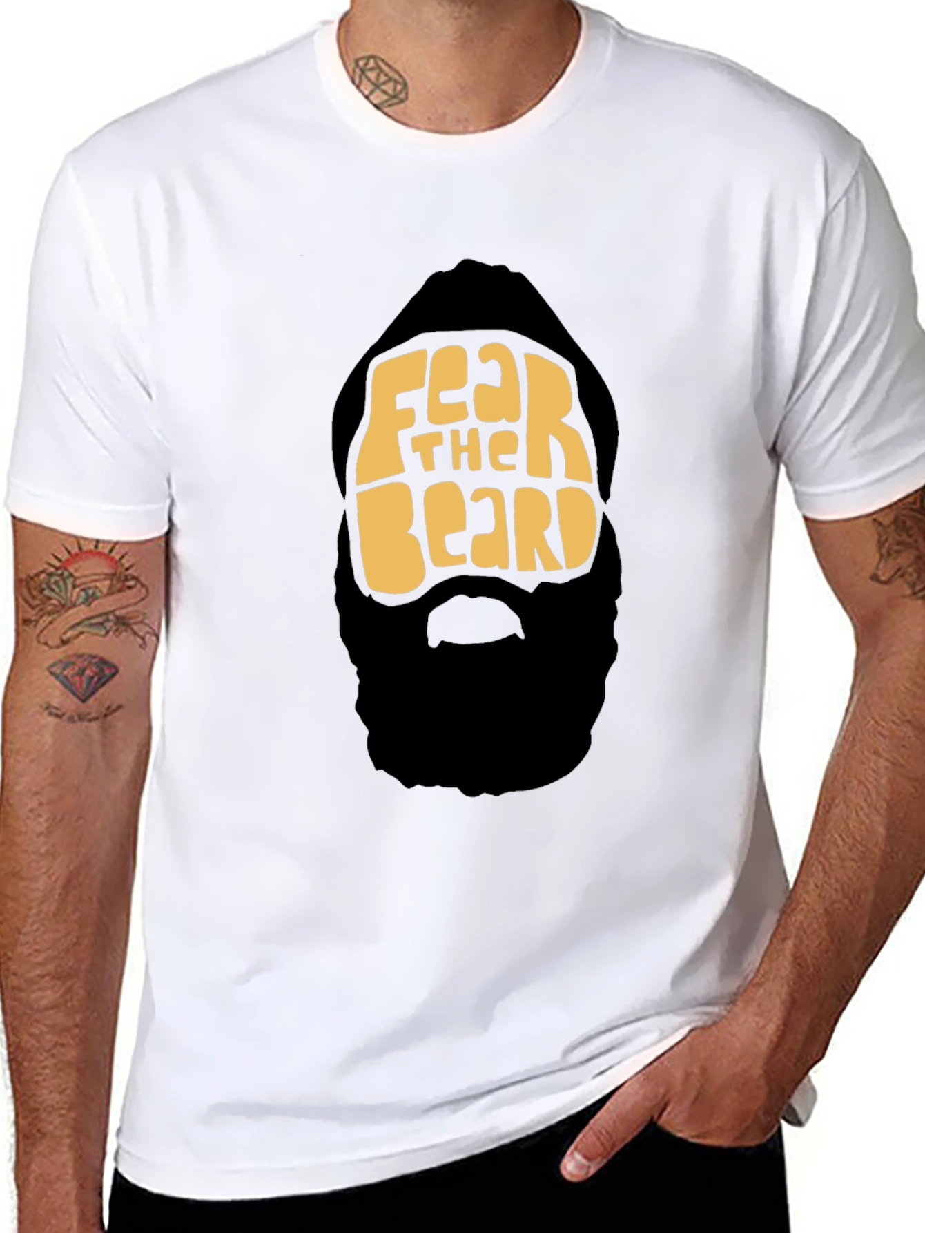 Fear The Beard Graphic Tee - Mens Black T-Shirt