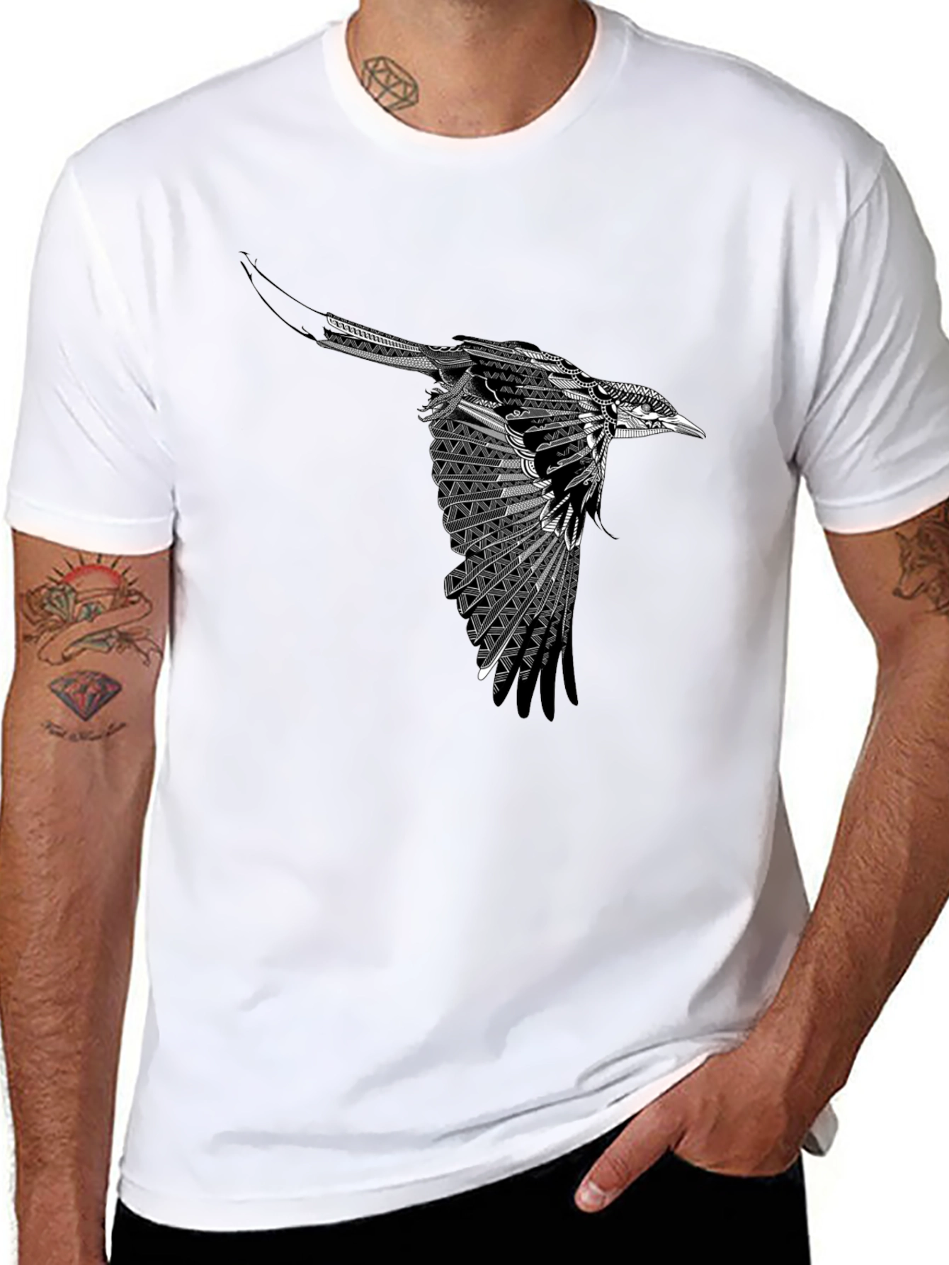 Black Bird Graphic Tee - Stylish Mens T-Shirt