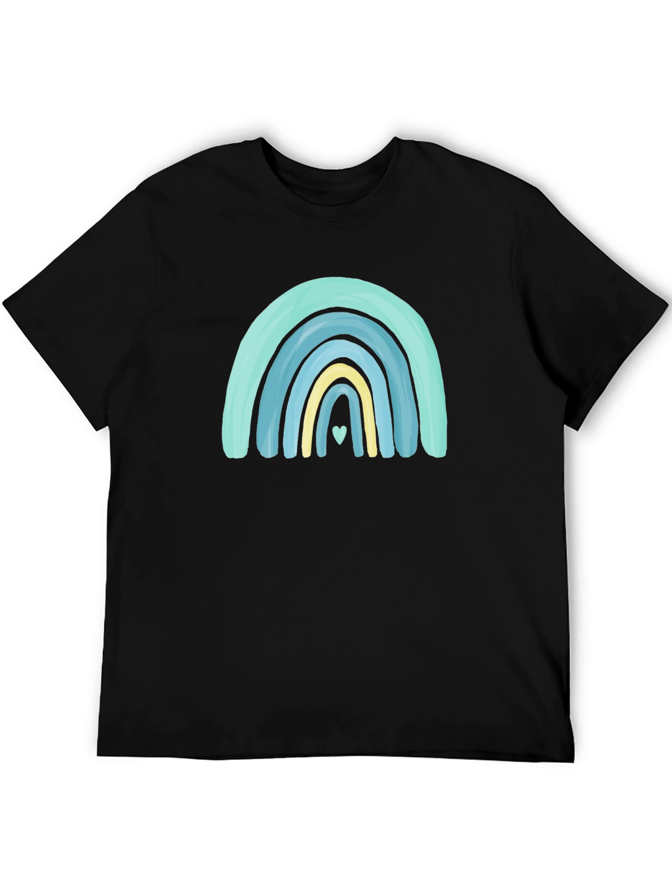 Rainbow Heart Graphic Black Tee