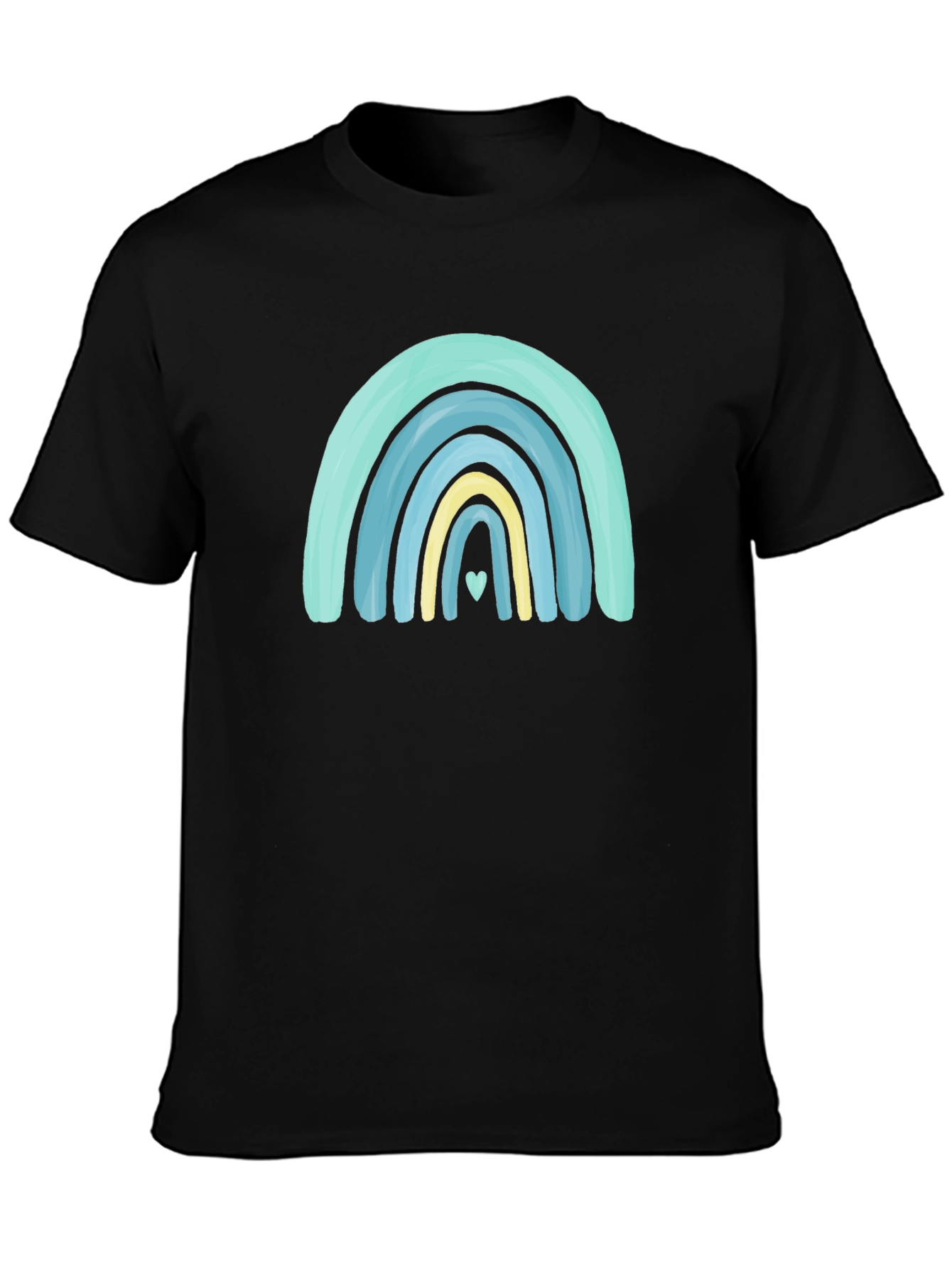 Rainbow Heart Graphic Black Tee