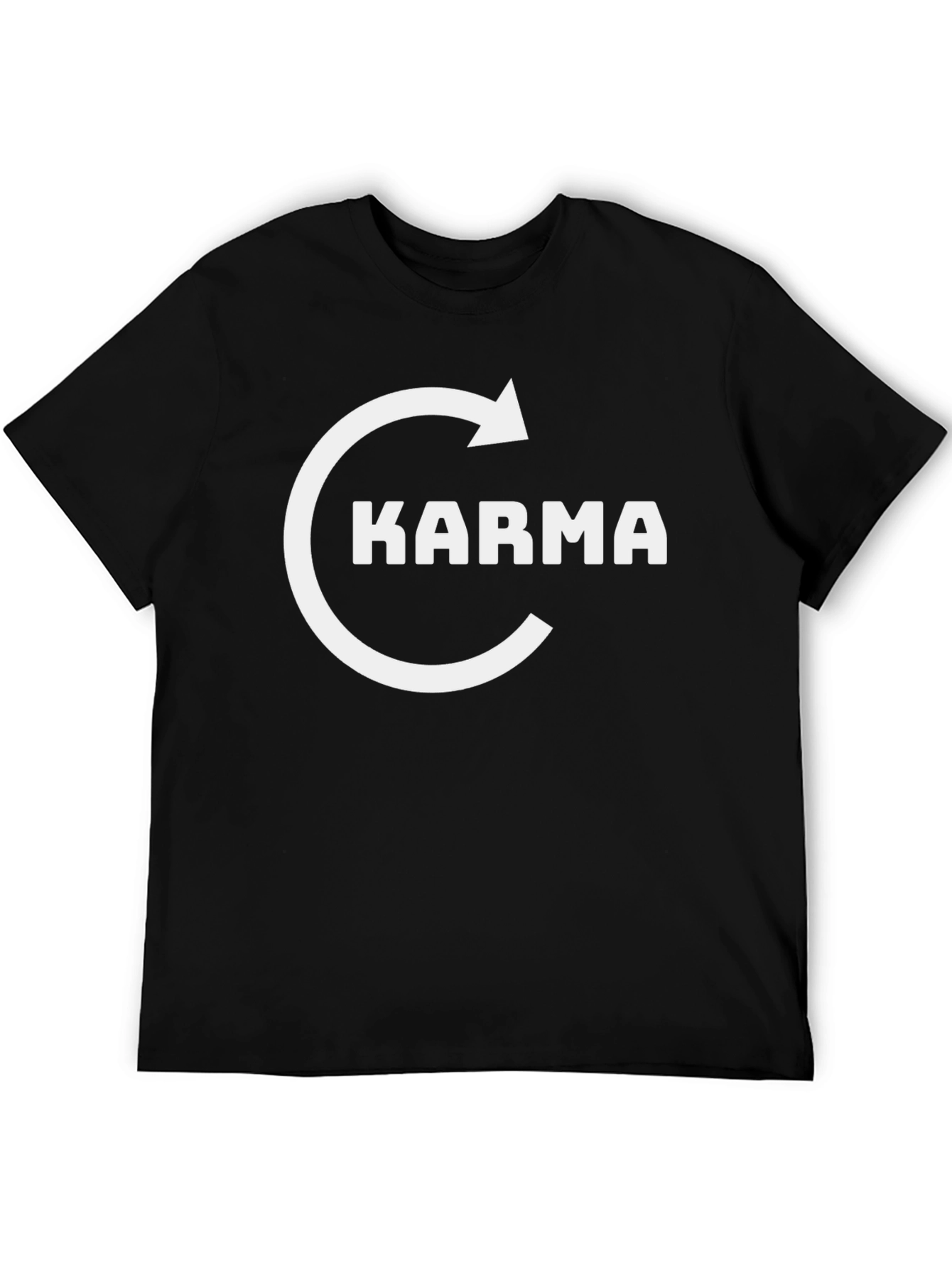 Karma Black Graphic Tee - Circular Arrow Design