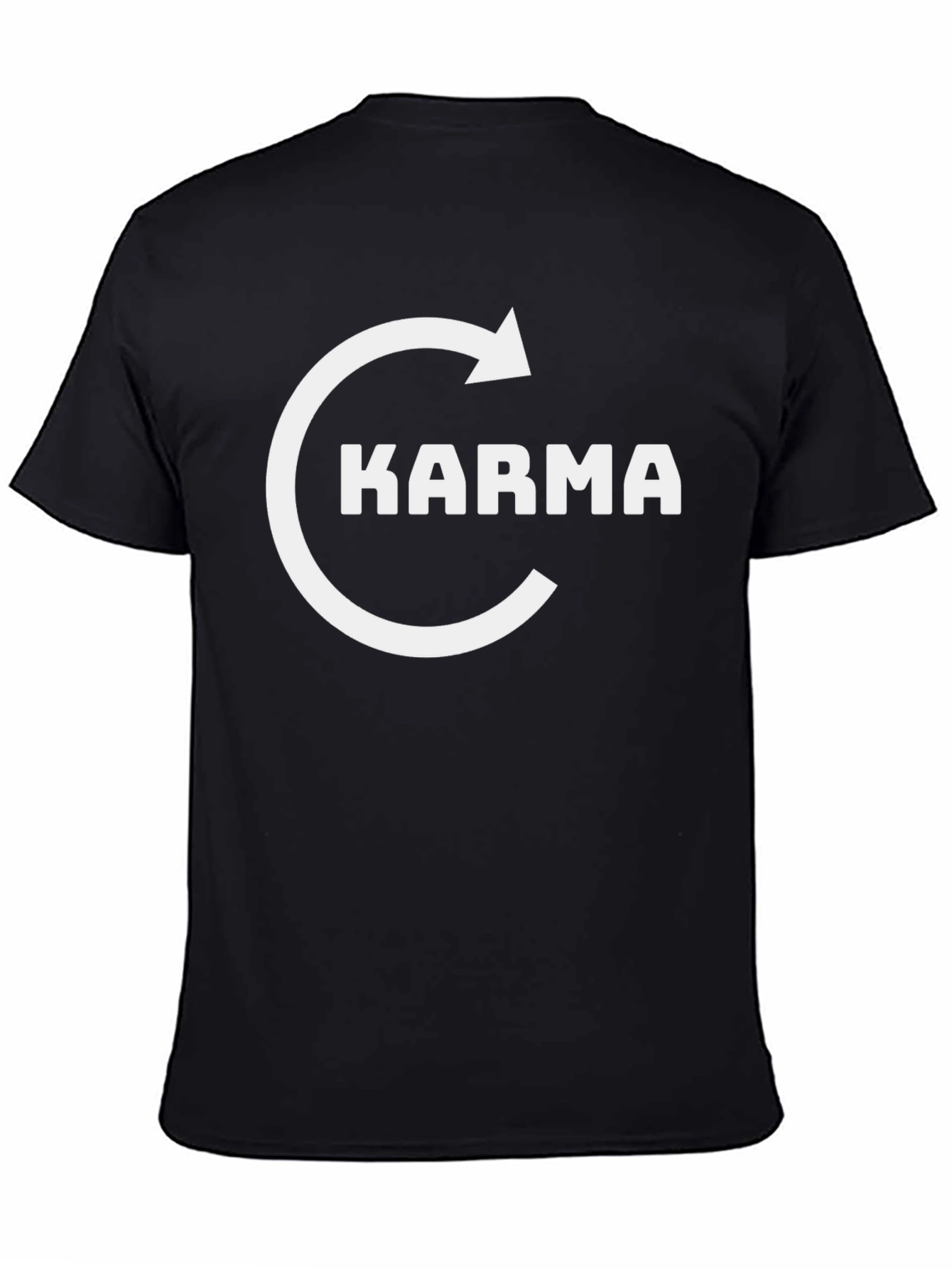 Karma Black Graphic Tee - Circular Arrow Design