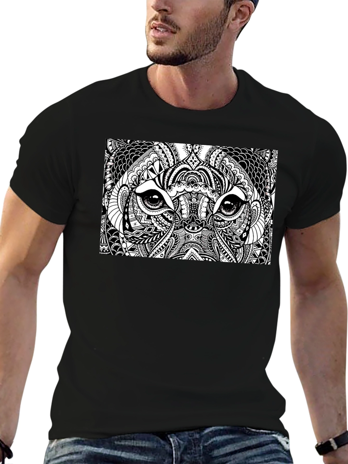 Abstract Animal Print Black T-Shirt