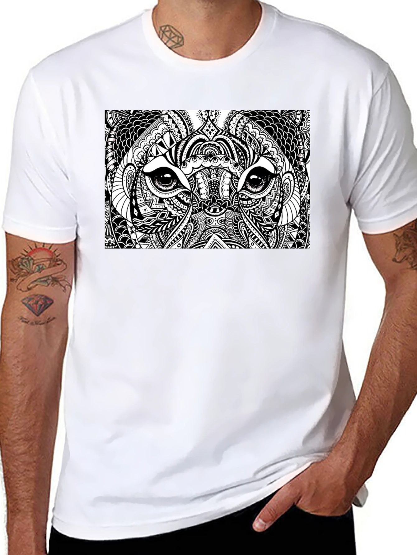 Abstract Animal Print Black T-Shirt