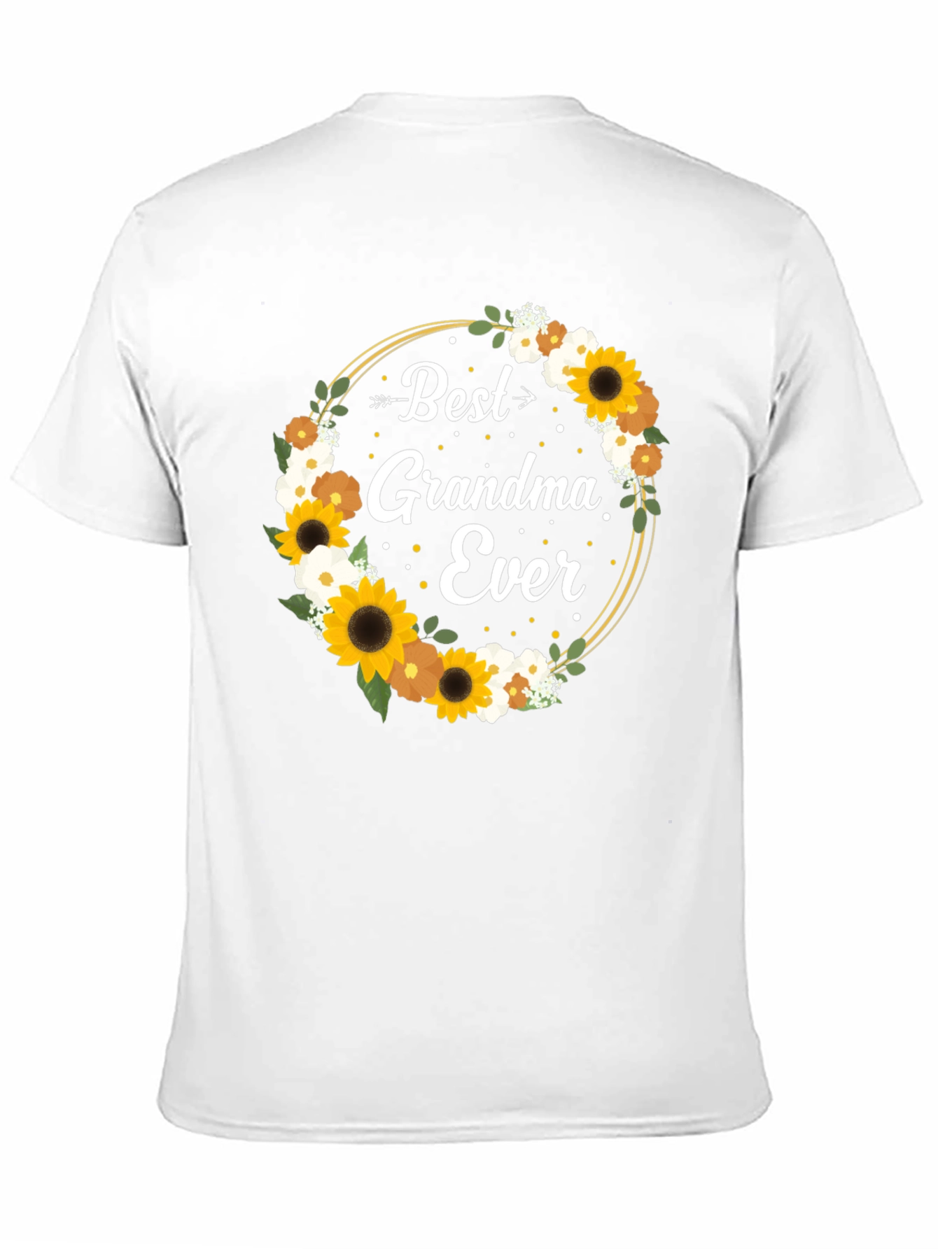 Best Grandma Ever Floral Wreath Black T-Shirt