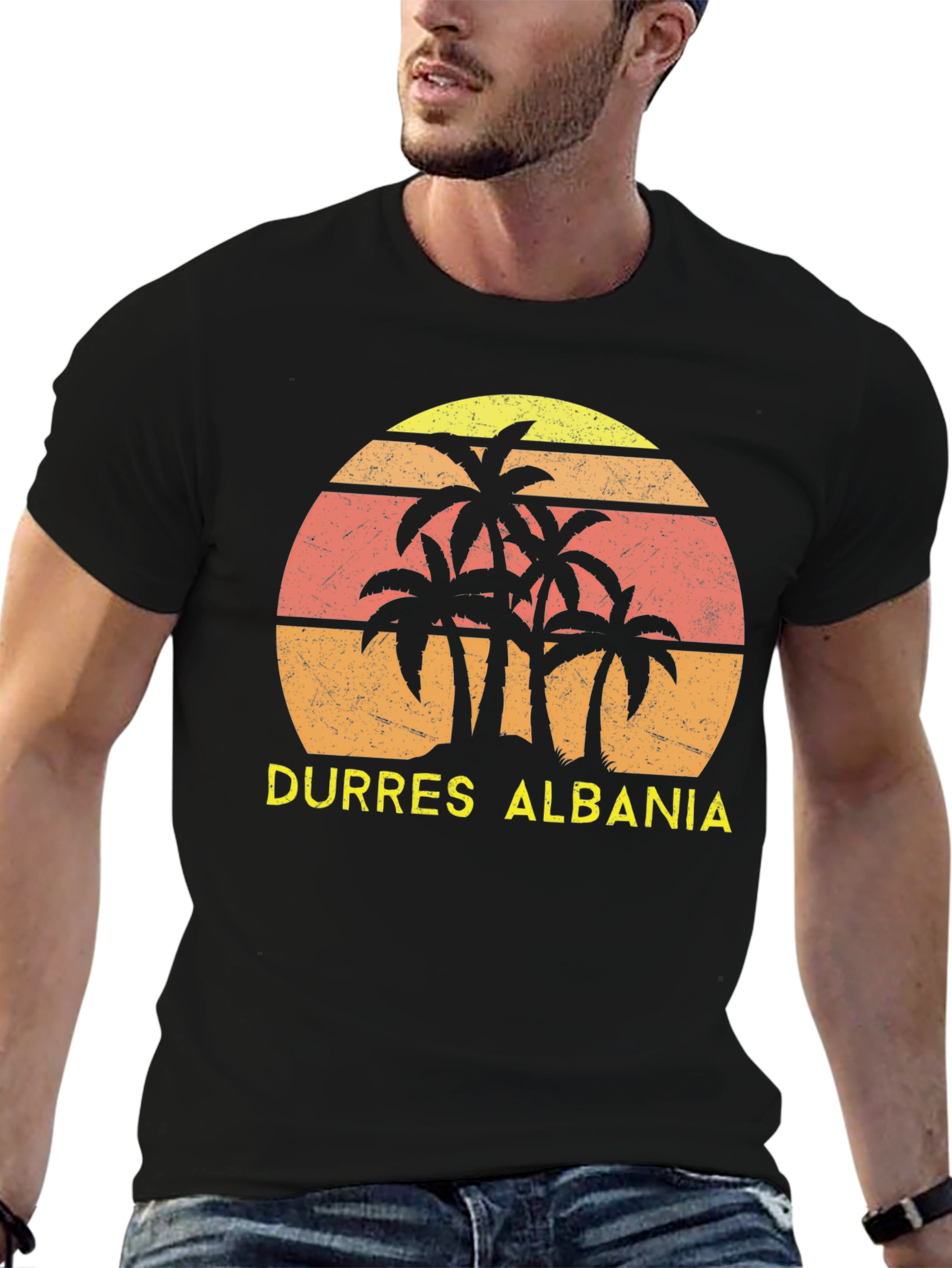 Durres Albania Palm Tree Sunset T-Shirt