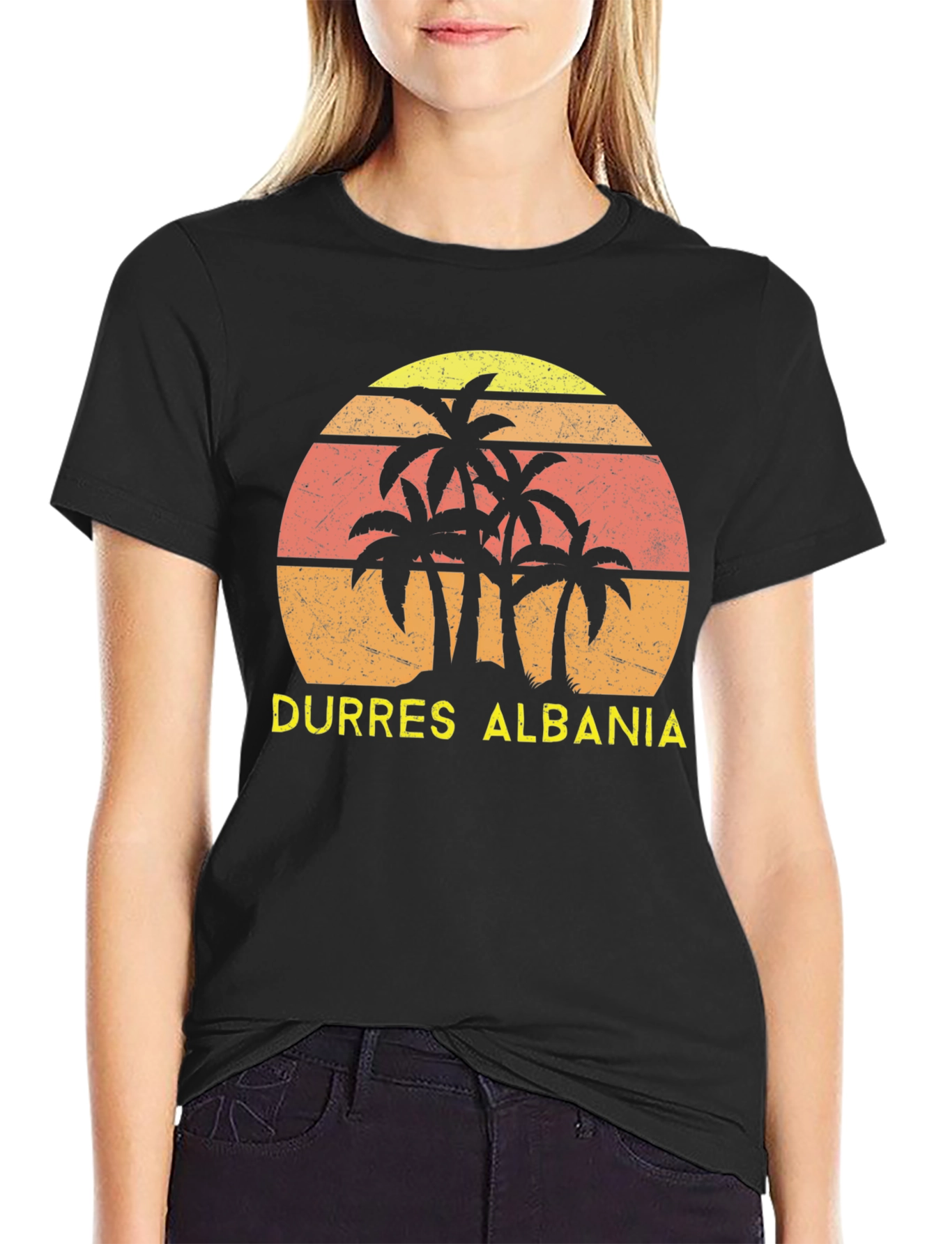 Durres Albania Palm Tree Sunset T-Shirt