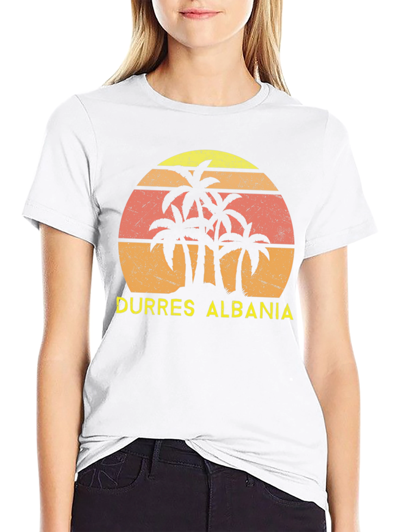 Durres Albania Palm Tree Sunset T-Shirt