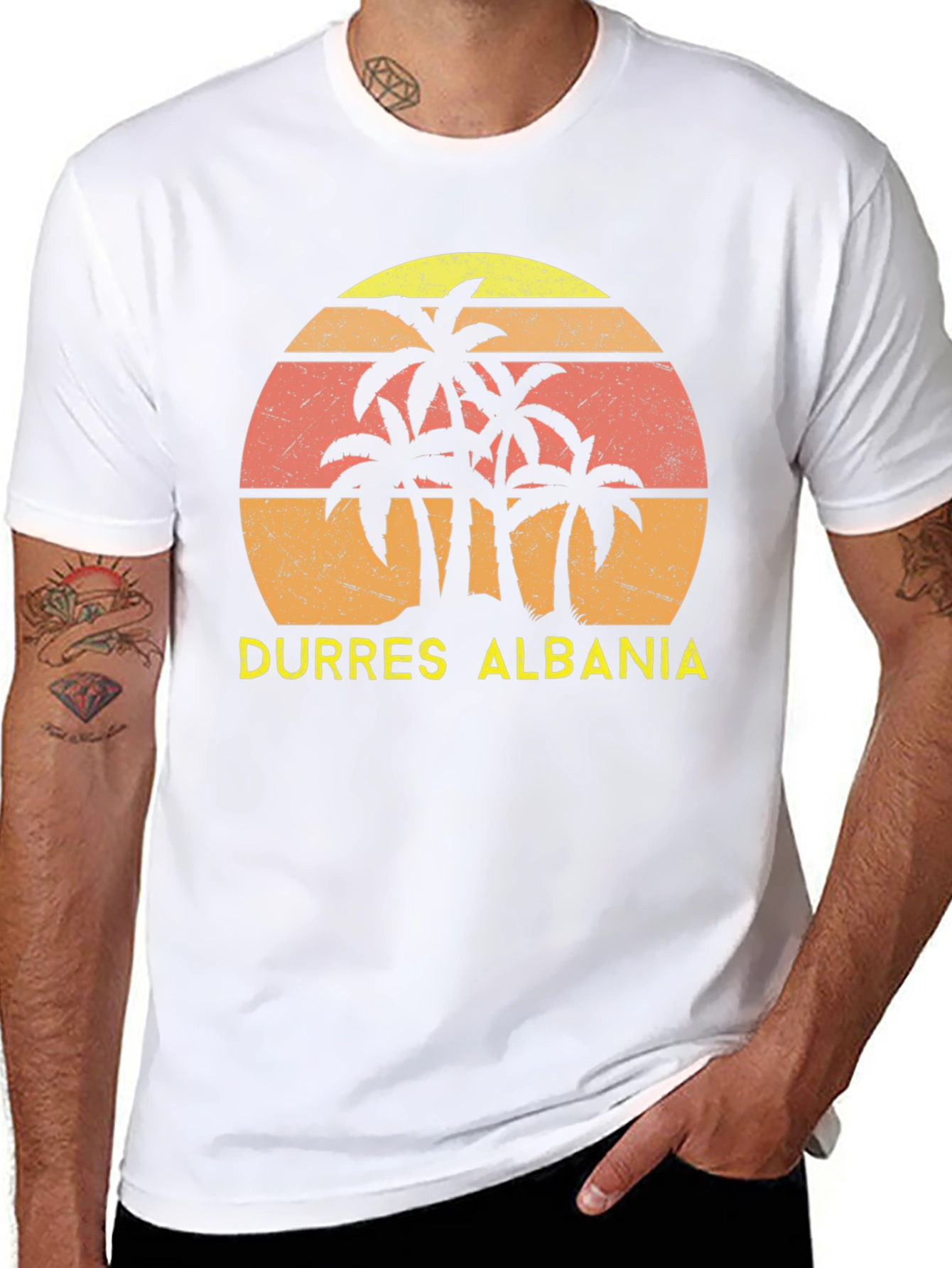 Durres Albania Palm Tree Sunset T-Shirt