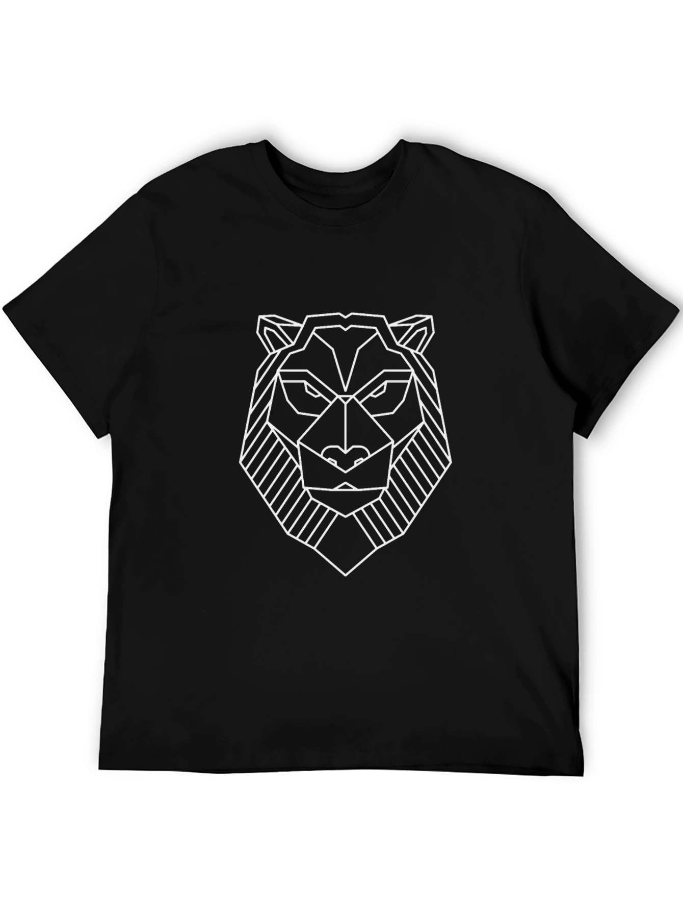 Geometric Tiger Graphic Tee - Stylish Mens Black T-Shirt