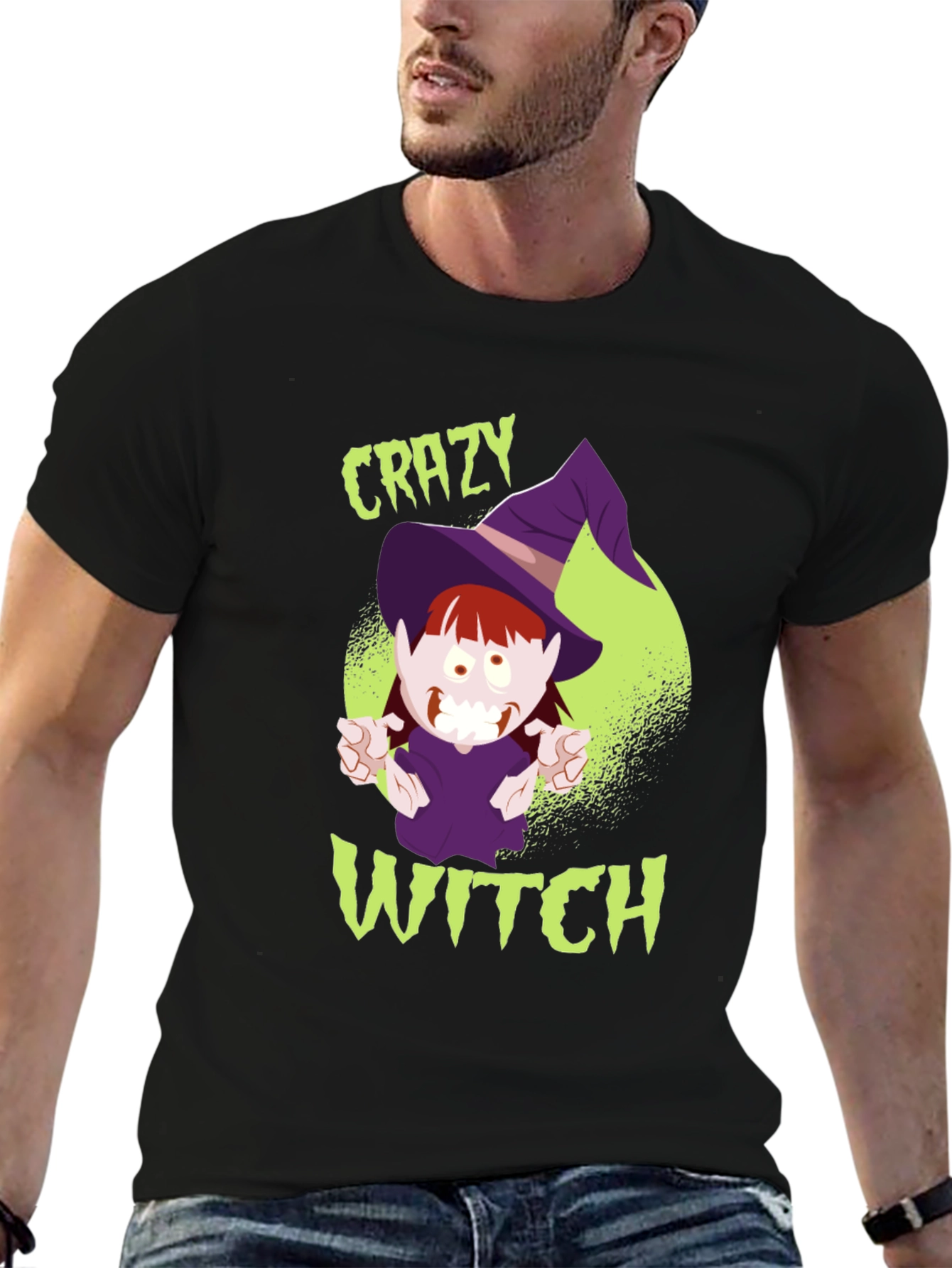 Crazy Witch Graphic Tee - Halloween Shirt