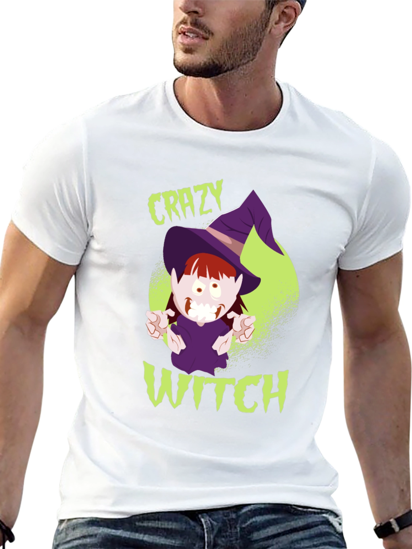 Crazy Witch Graphic Tee - Halloween Shirt