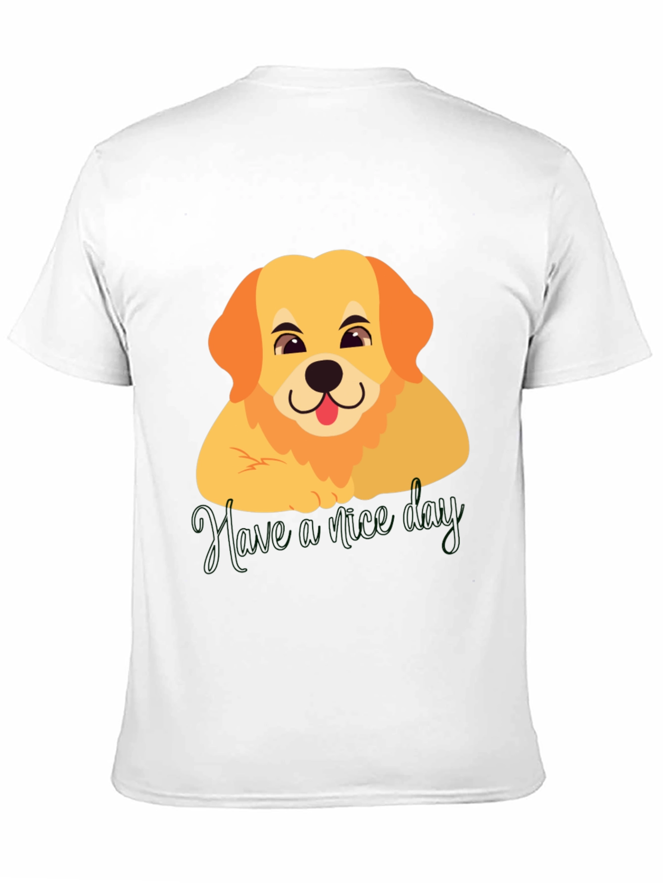 Cute Golden Retriever Have a Nice Day Black T-Shirt
