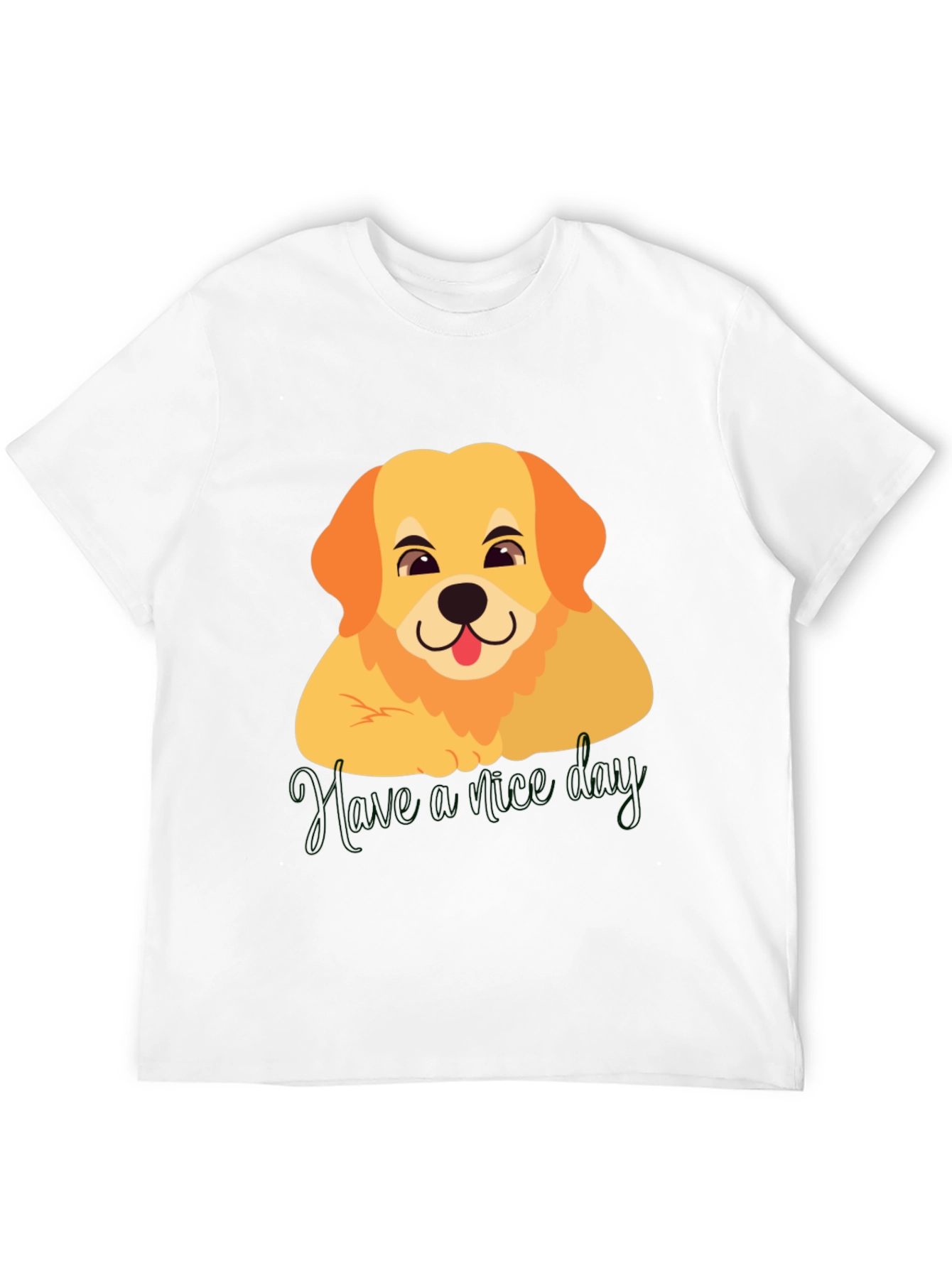 Cute Golden Retriever Have a Nice Day Black T-Shirt