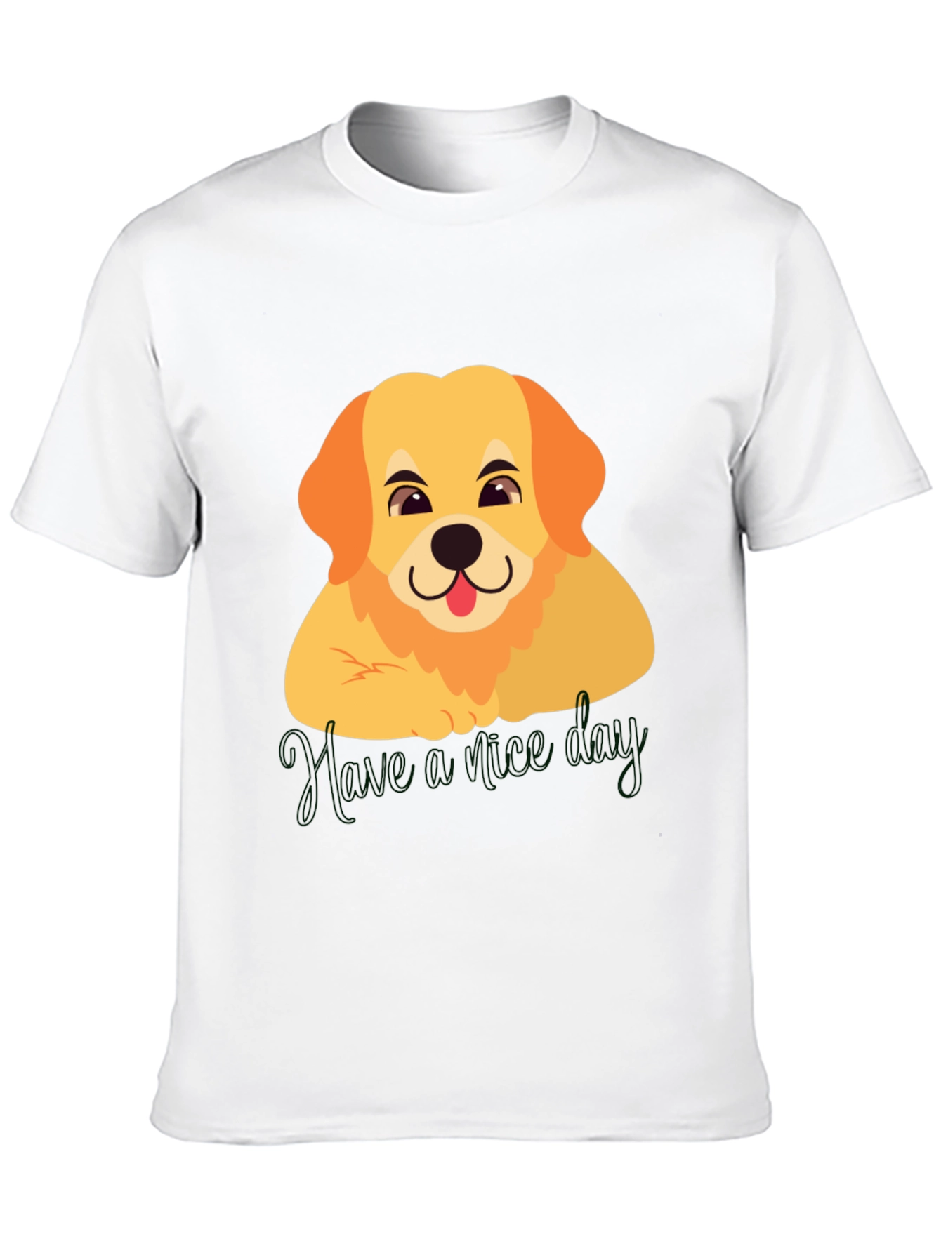 Cute Golden Retriever Have a Nice Day Black T-Shirt
