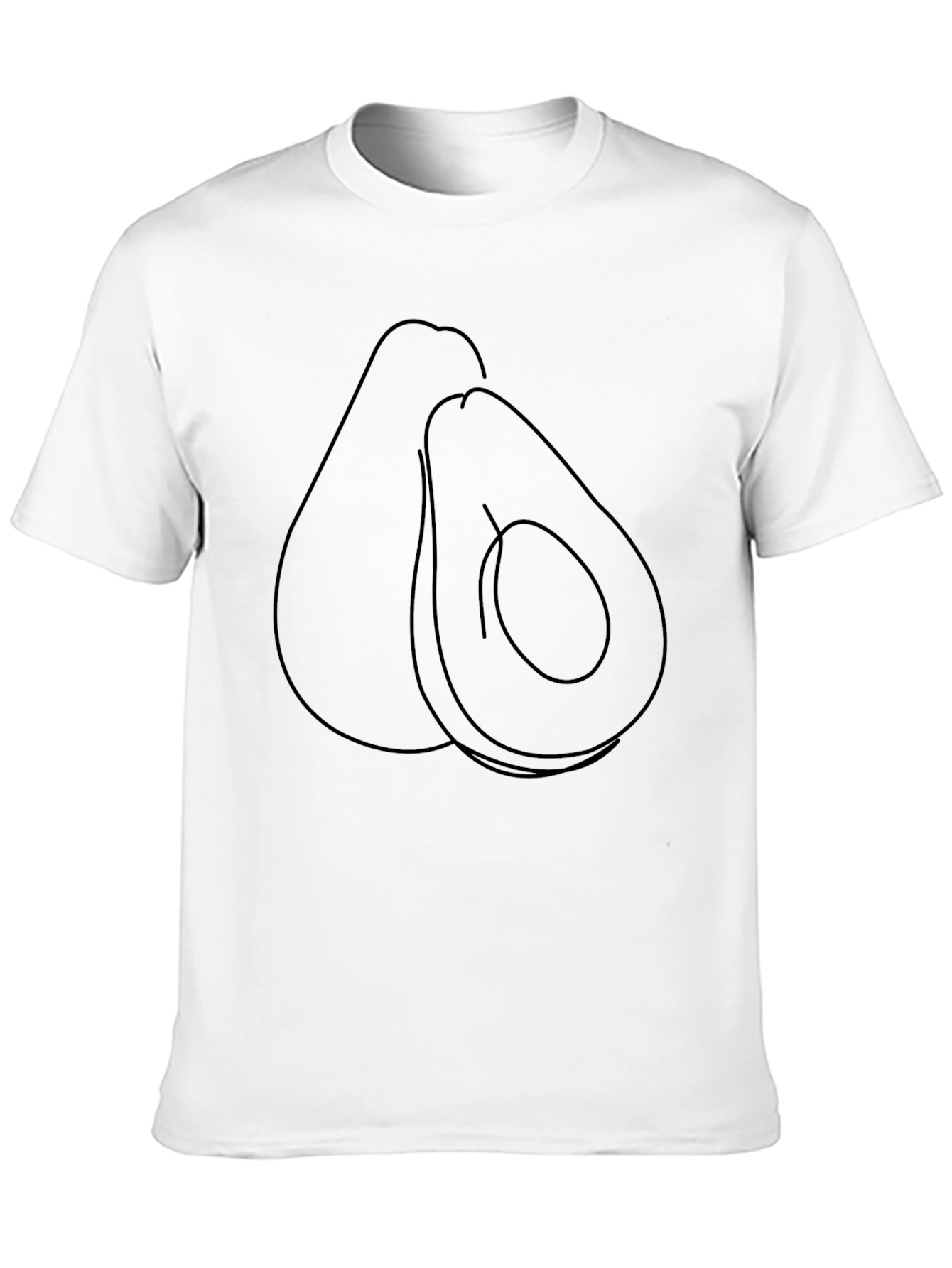 Minimalist Avocado Line Art Black T-Shirt