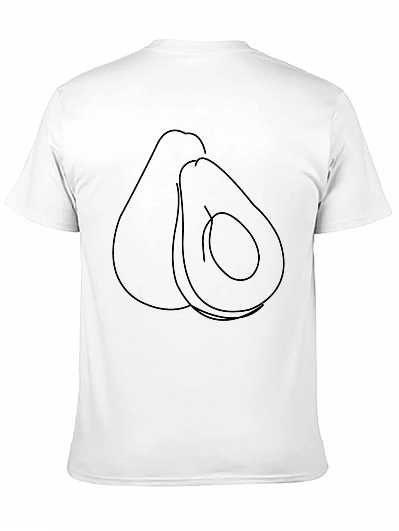 Minimalist Avocado Line Art Black T-Shirt