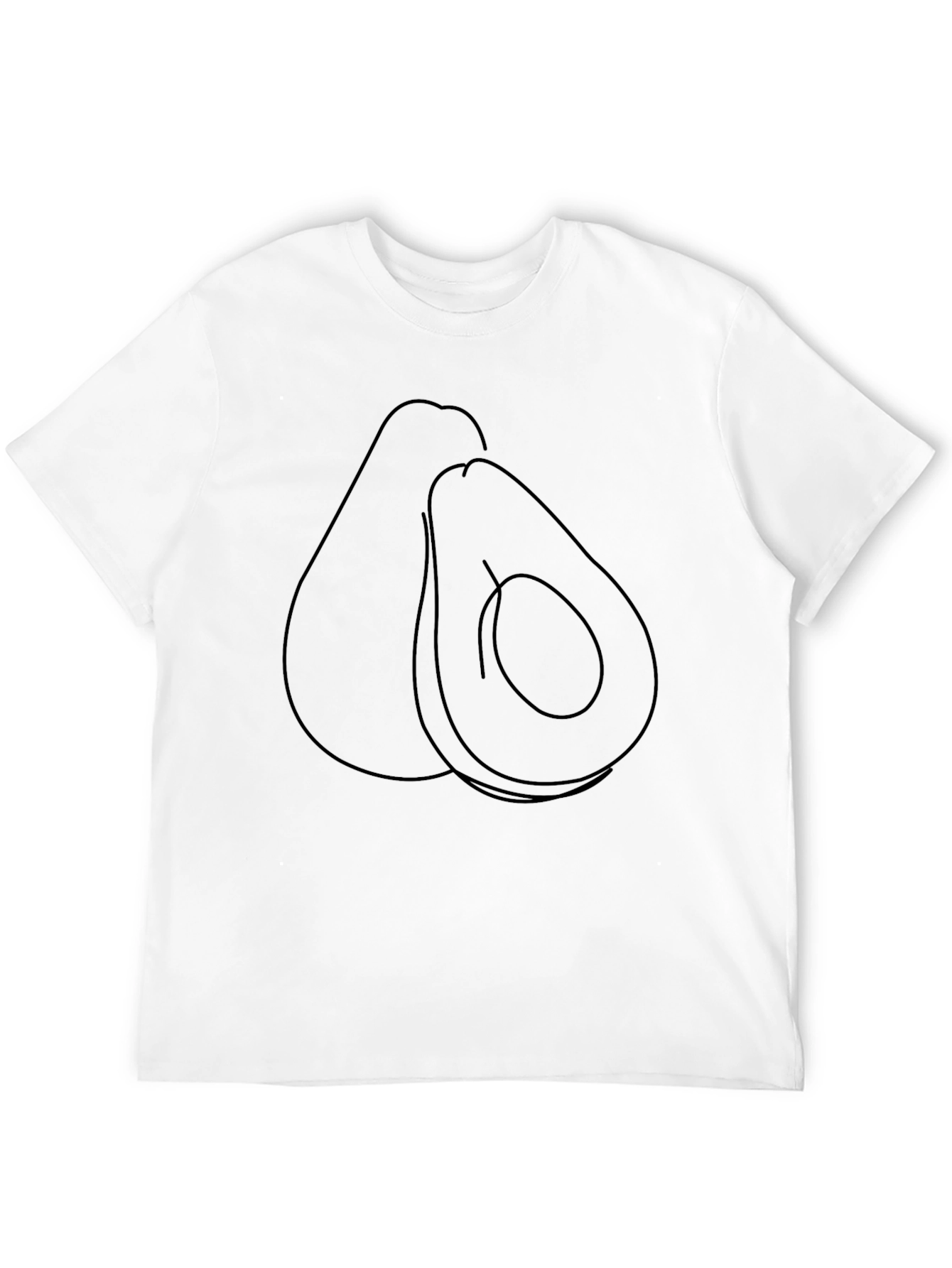 Minimalist Avocado Line Art Black T-Shirt