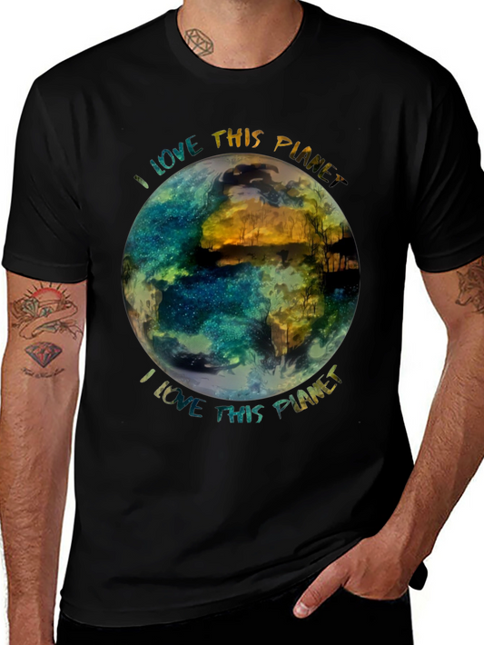 I Love This Planet Graphic T-Shirt - Black