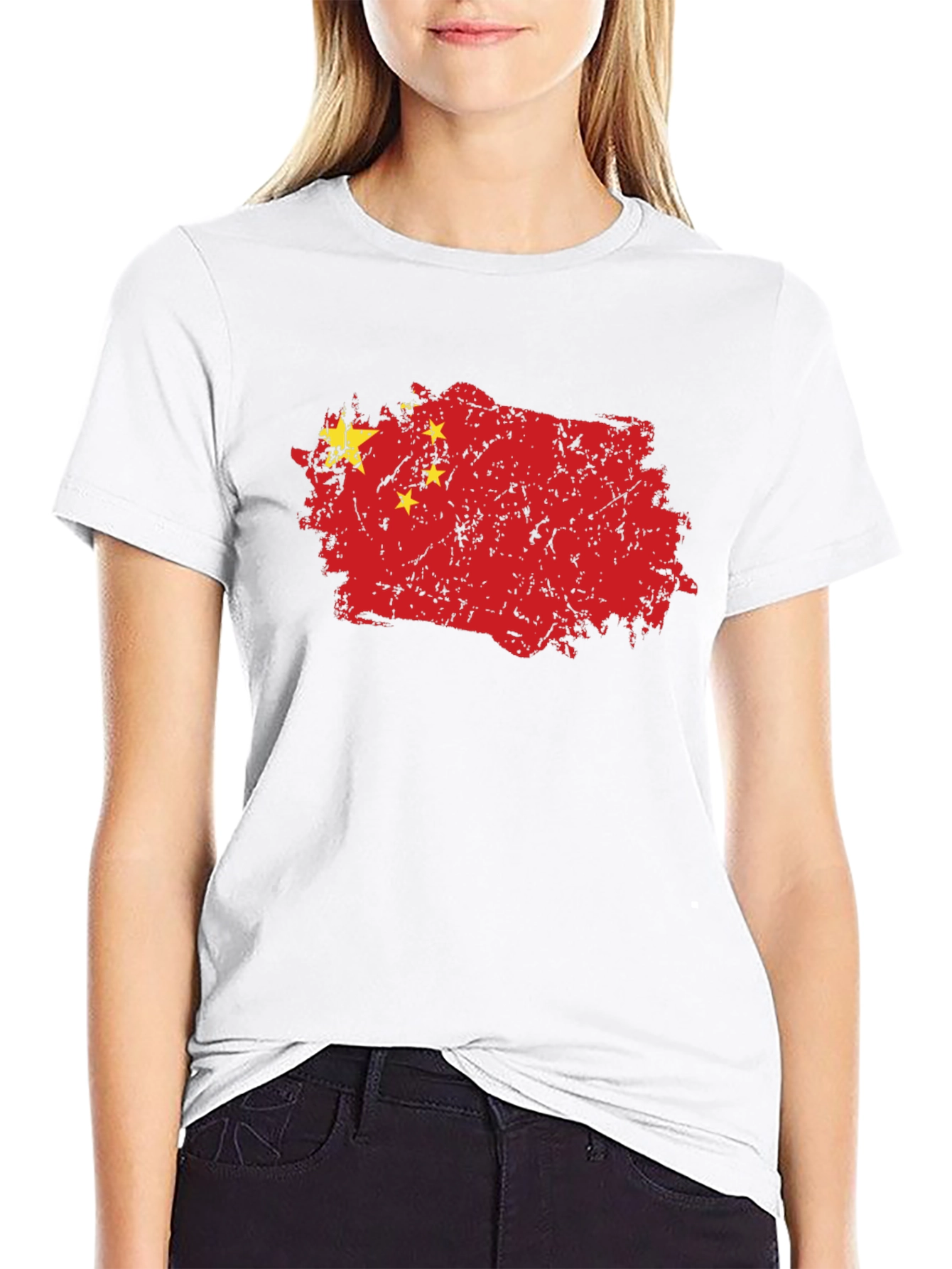 China Flag Graphic T-Shirt - Grunge Style