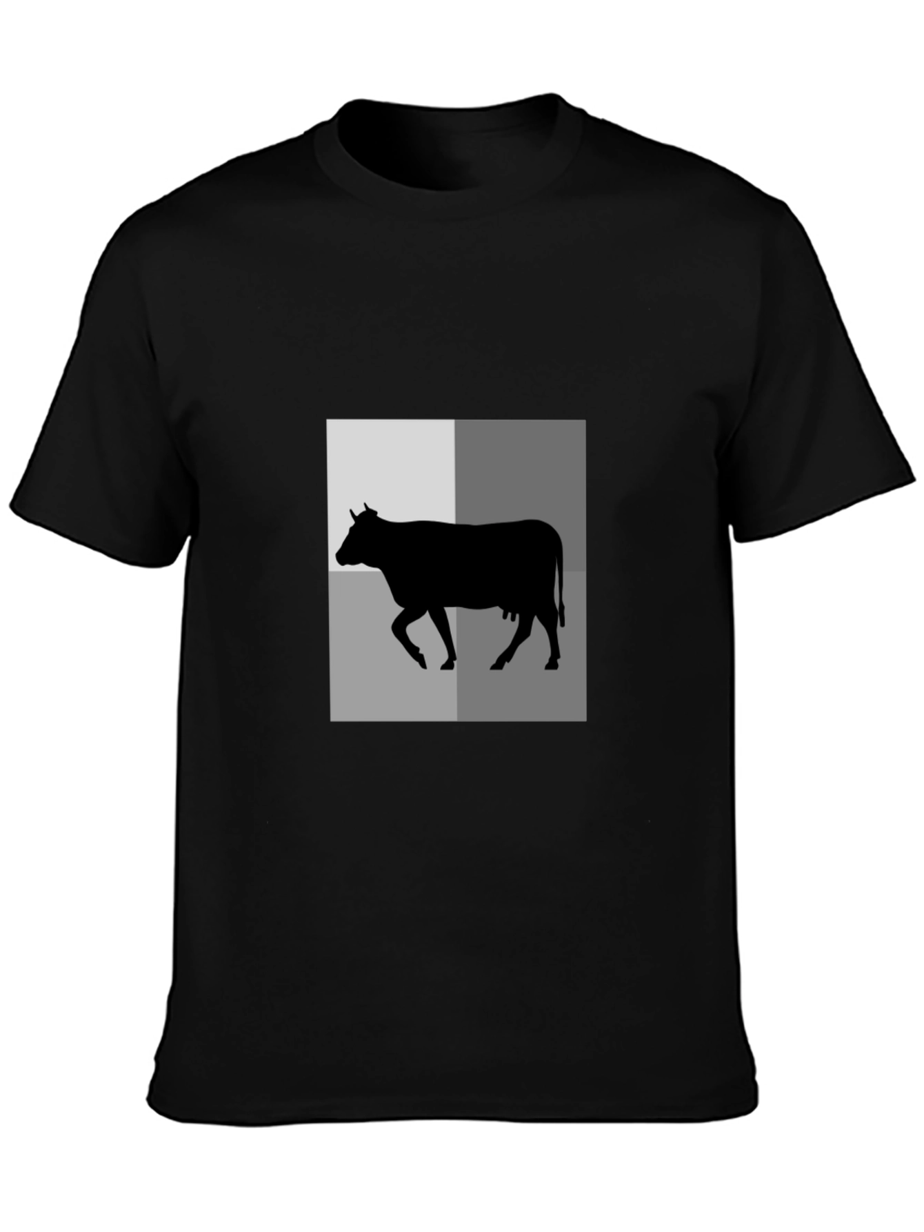 Cow Silhouette Graphic Tee - Black Unisex Shirt