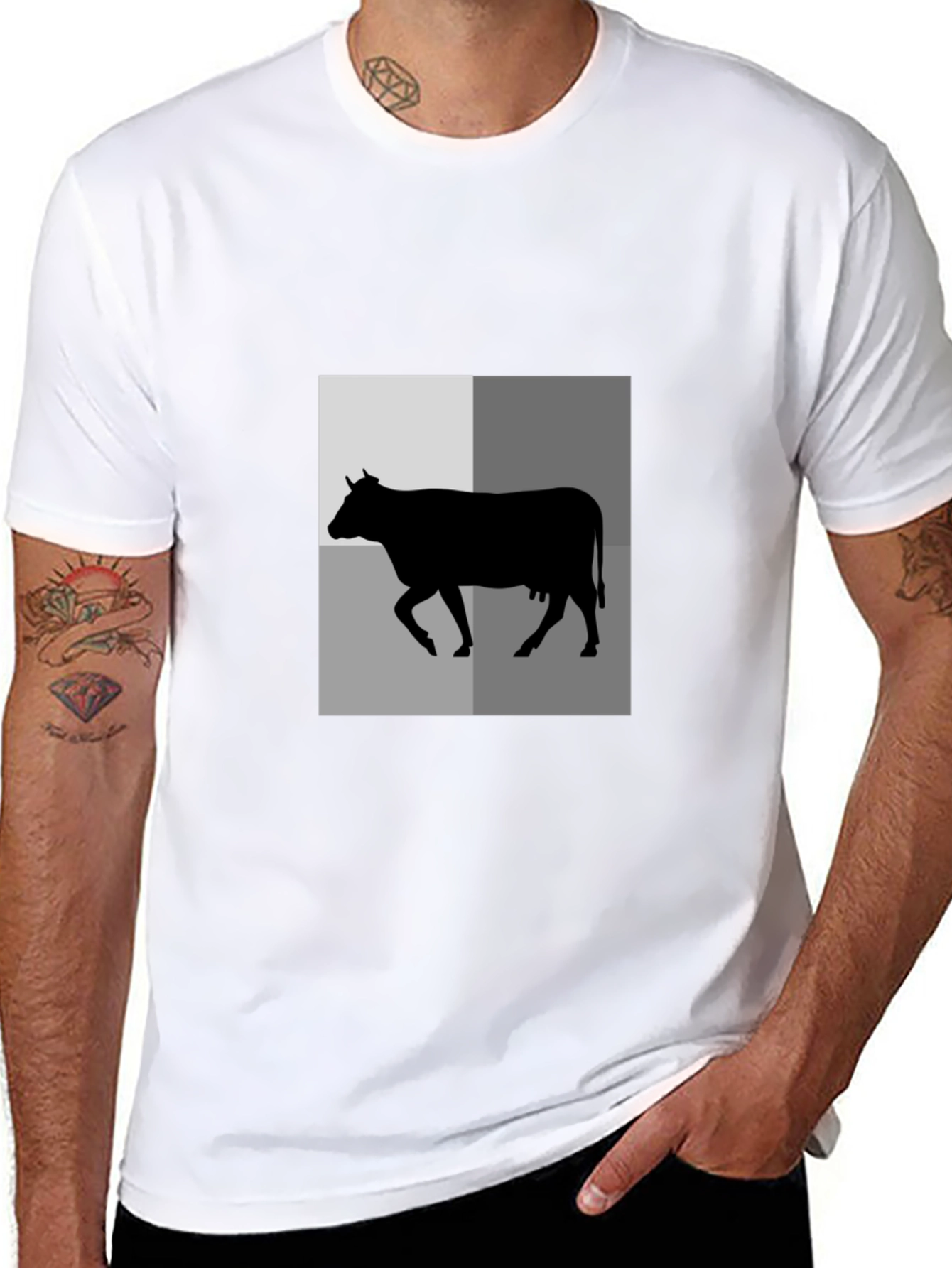 Cow Silhouette Graphic Tee - Black Unisex Shirt