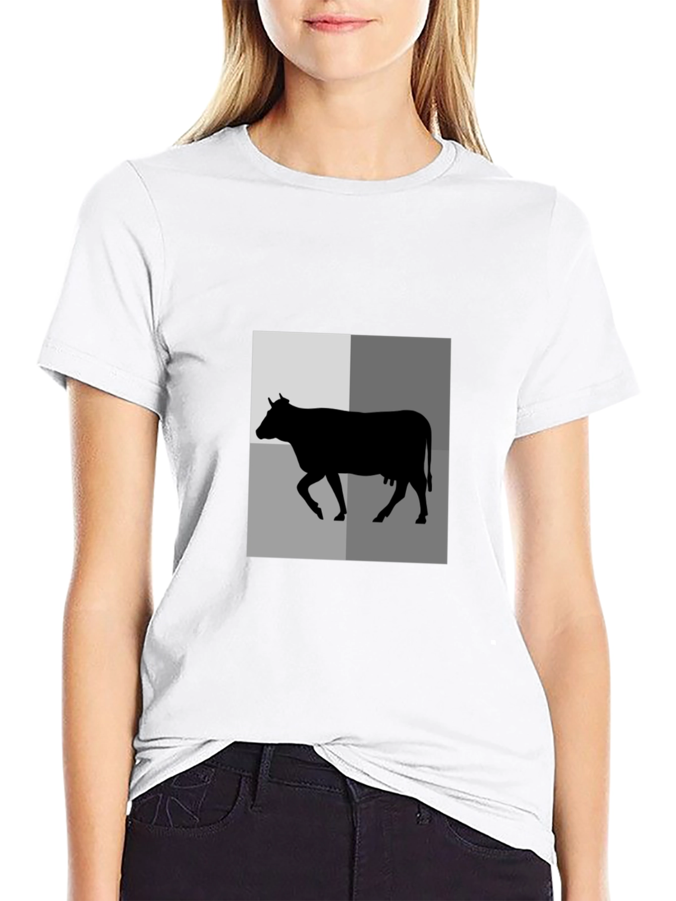 Cow Silhouette Graphic Tee - Black Unisex Shirt
