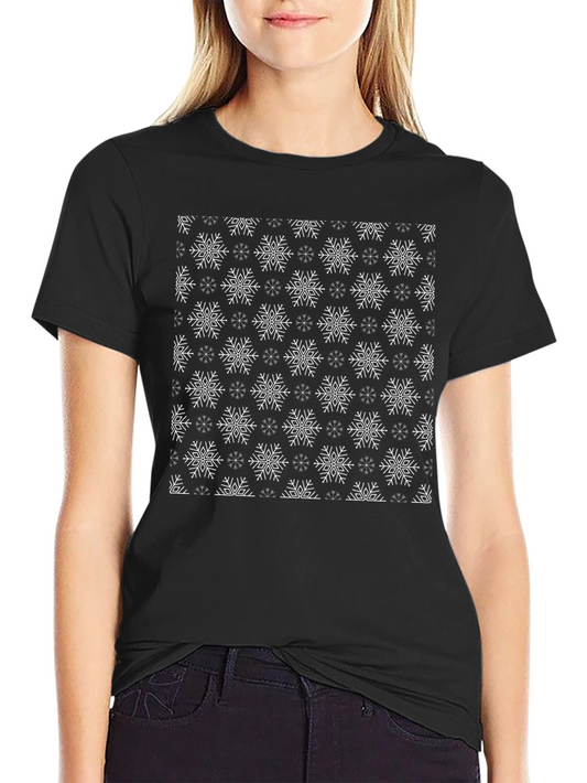 Snowflake Pattern Black T-Shirt